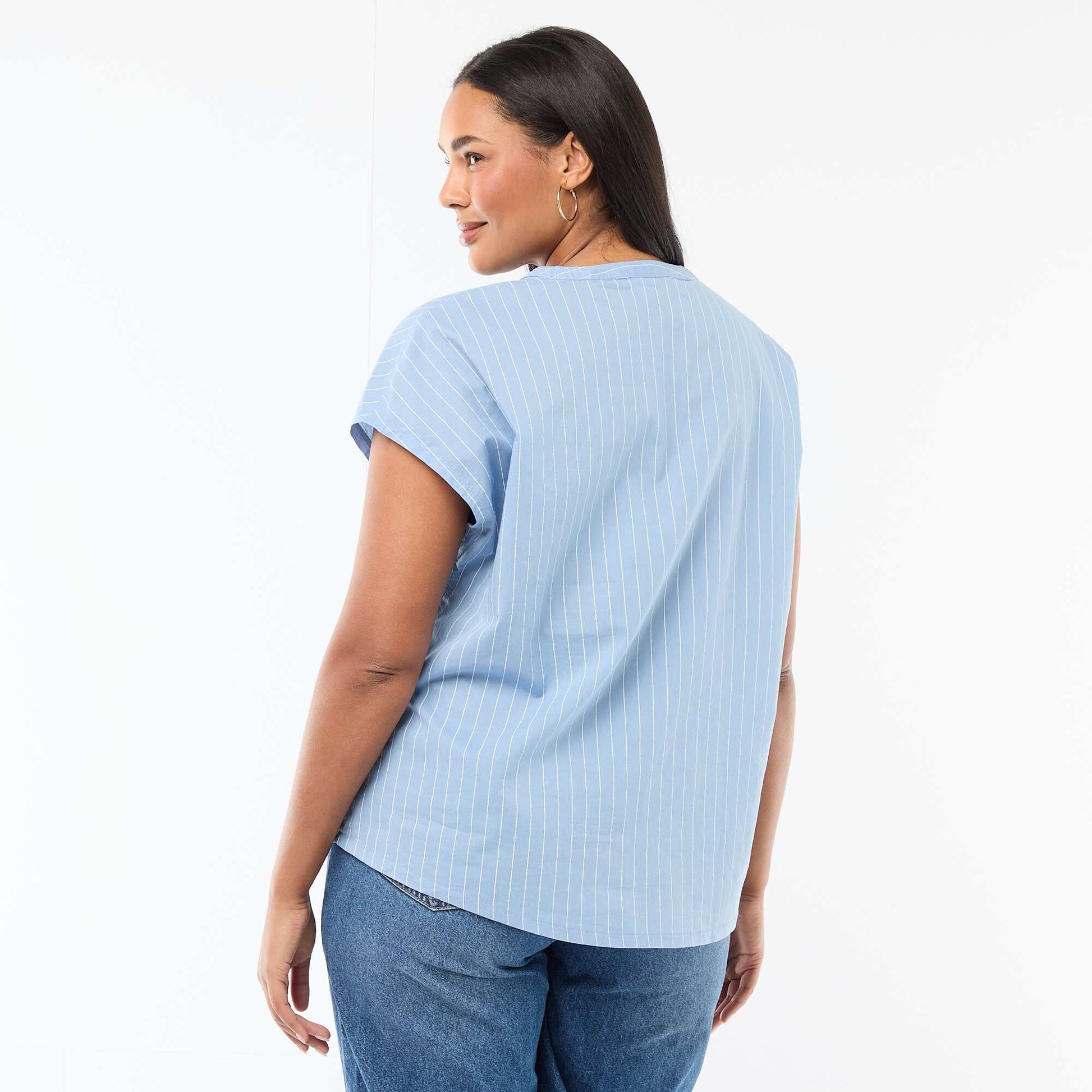 Lightweight Short-Sleeve Blouse BLUE