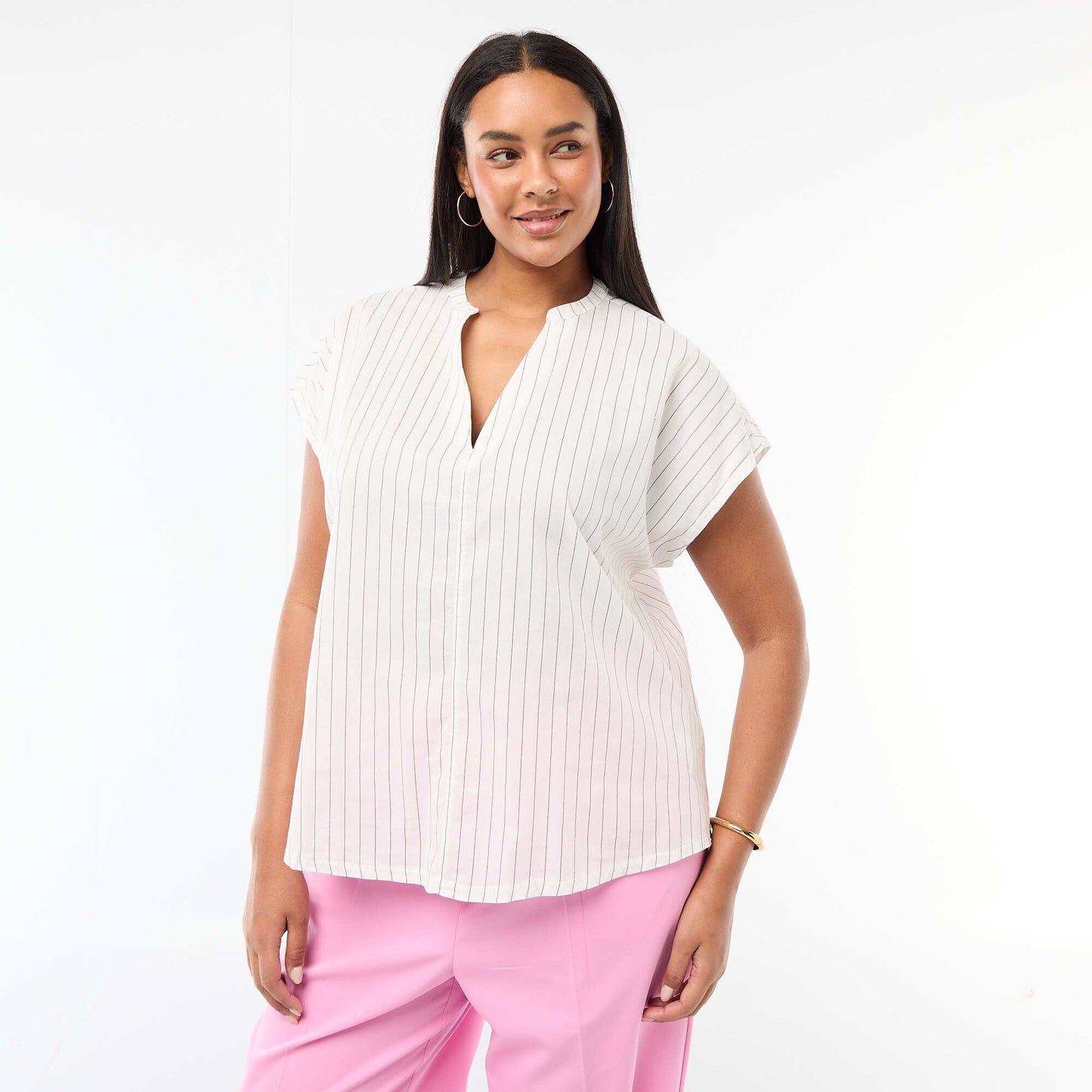 Lightweight Short-Sleeve Blouse WHITE