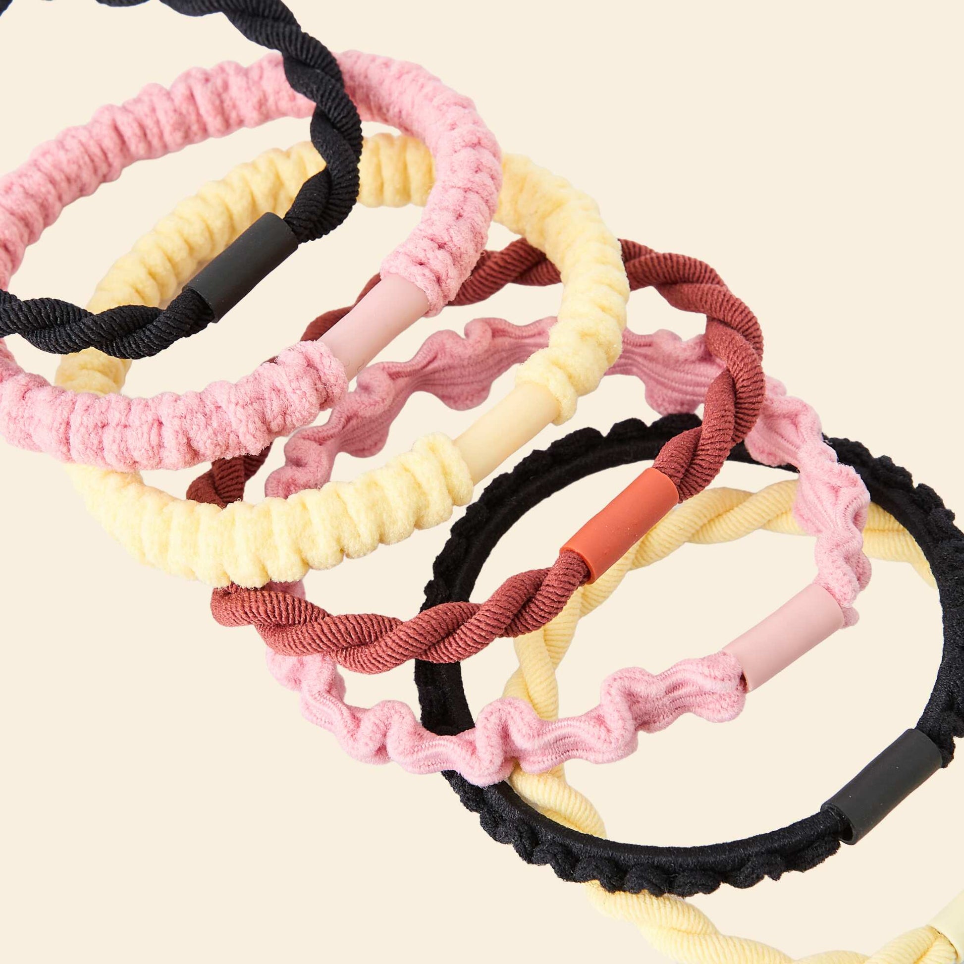 7-Pack Hair Elastics PINK