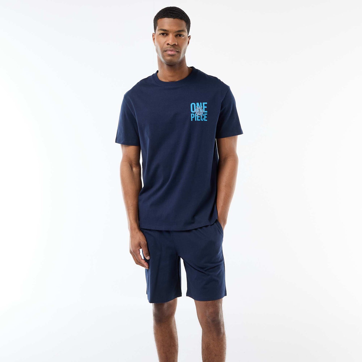 One Piece Short Pajama Set - 2 Piece BLUE