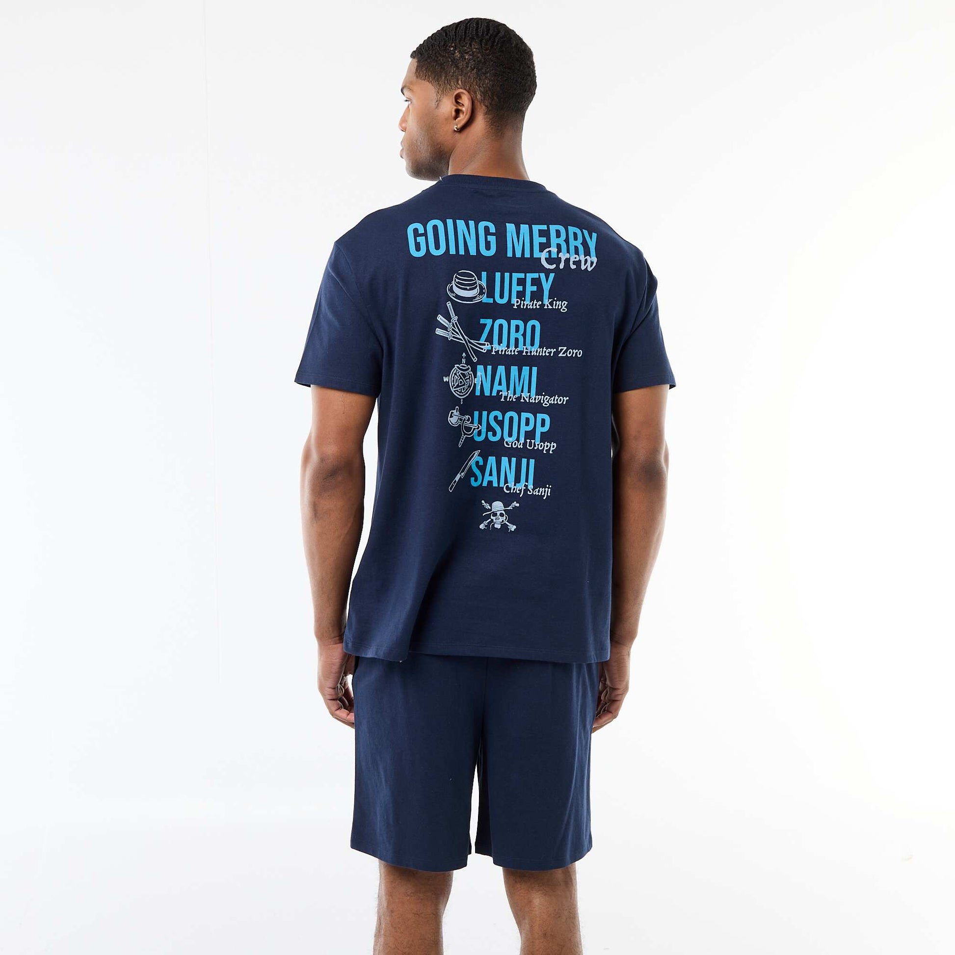 One Piece Short Pajama Set - 2 Piece BLUE