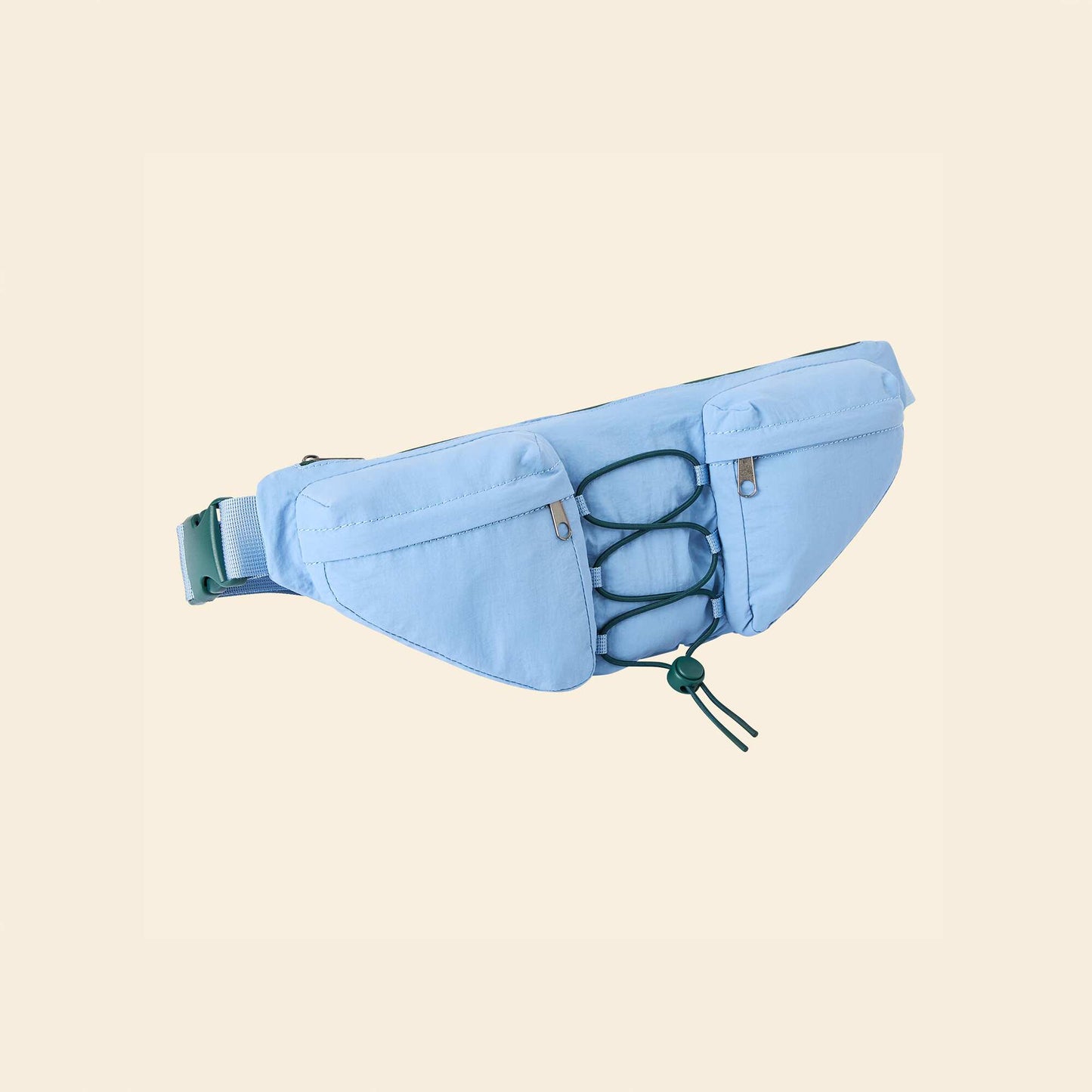 Sports Waist Bag with Exterior and Interior Pockets 15x40 cm BLUE