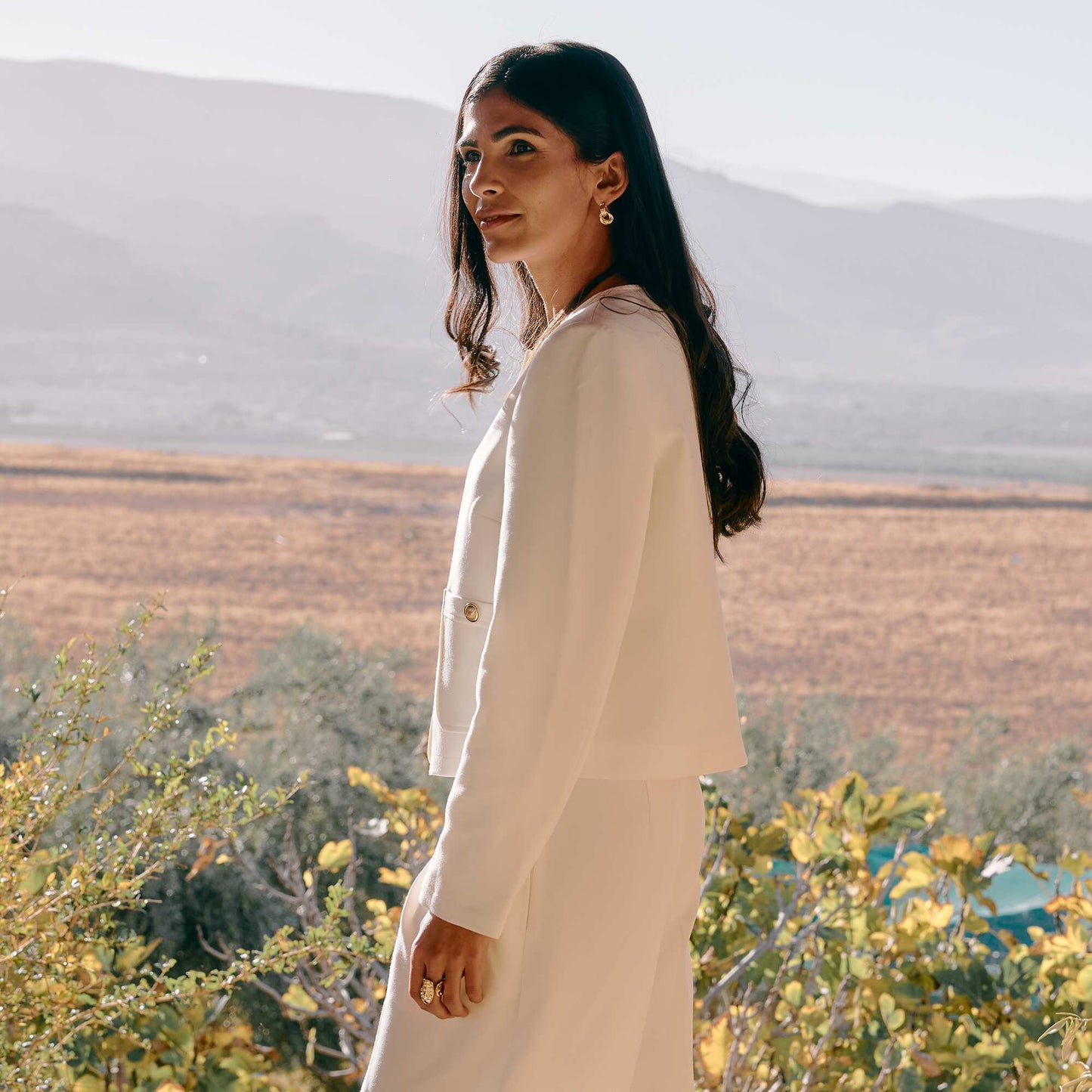 Short Solid Occasion Jacket WHITE