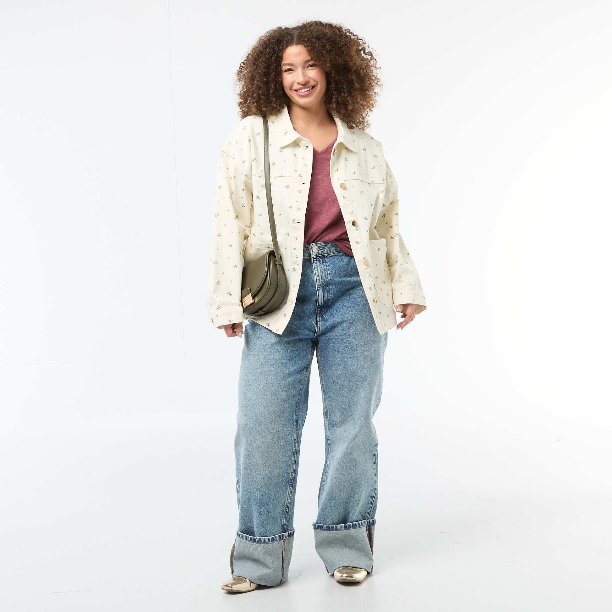Twill Overshirt with 2 Patch Pockets WHITE