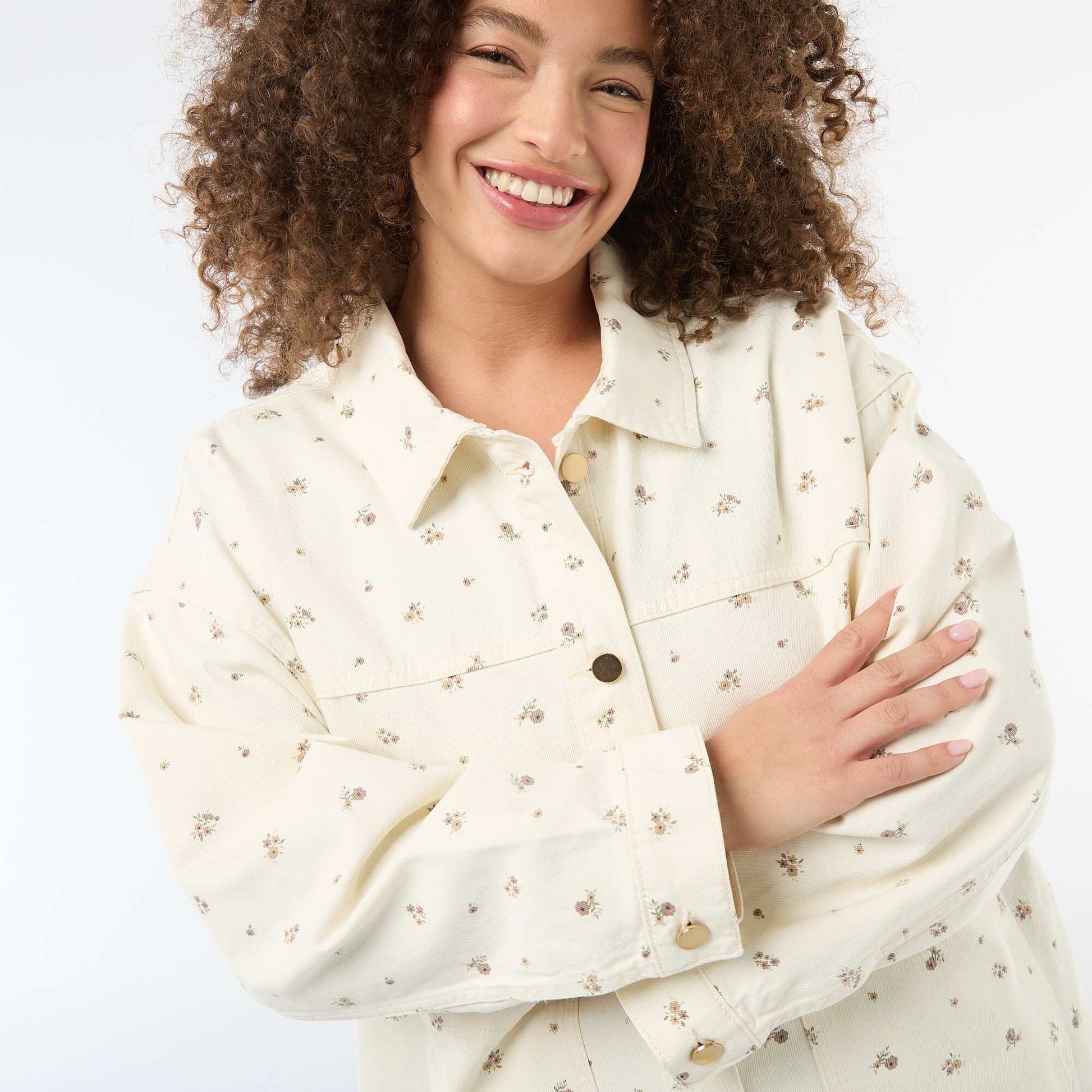 Twill Overshirt with 2 Patch Pockets WHITE