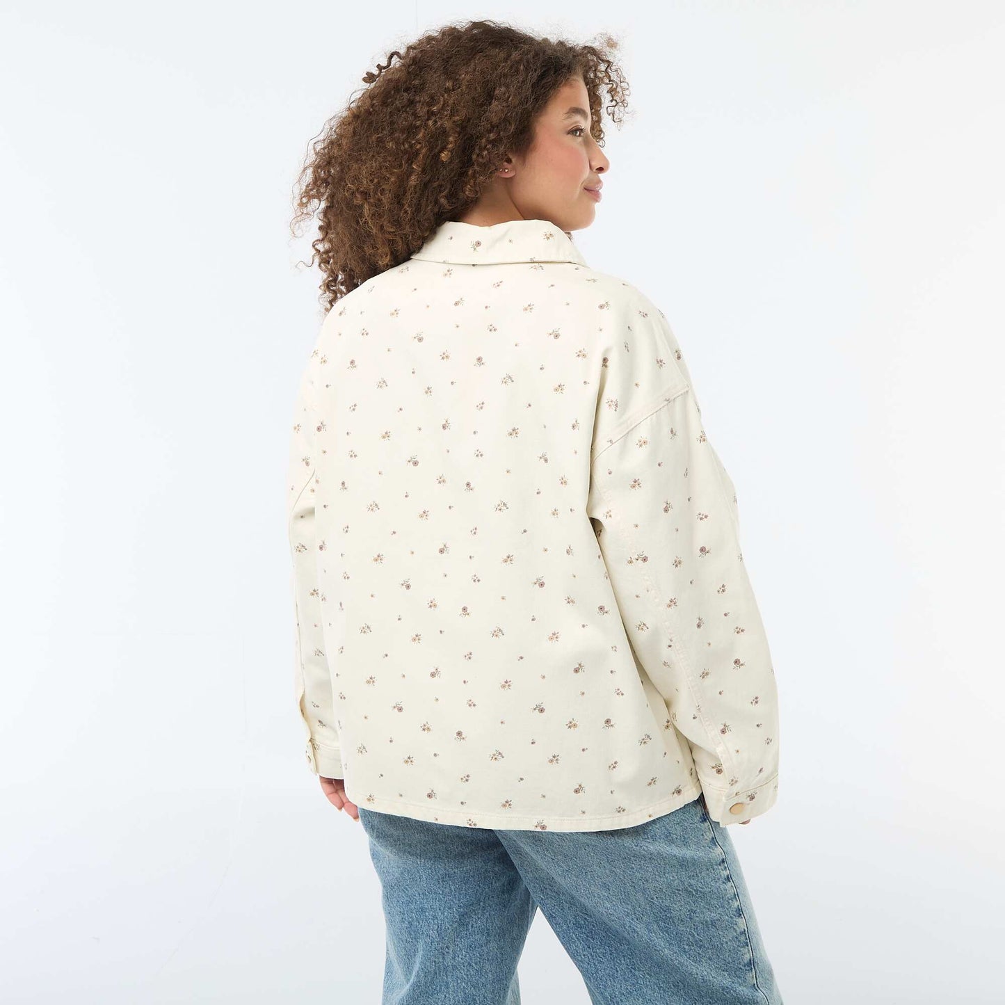 Twill Overshirt with 2 Patch Pockets WHITE