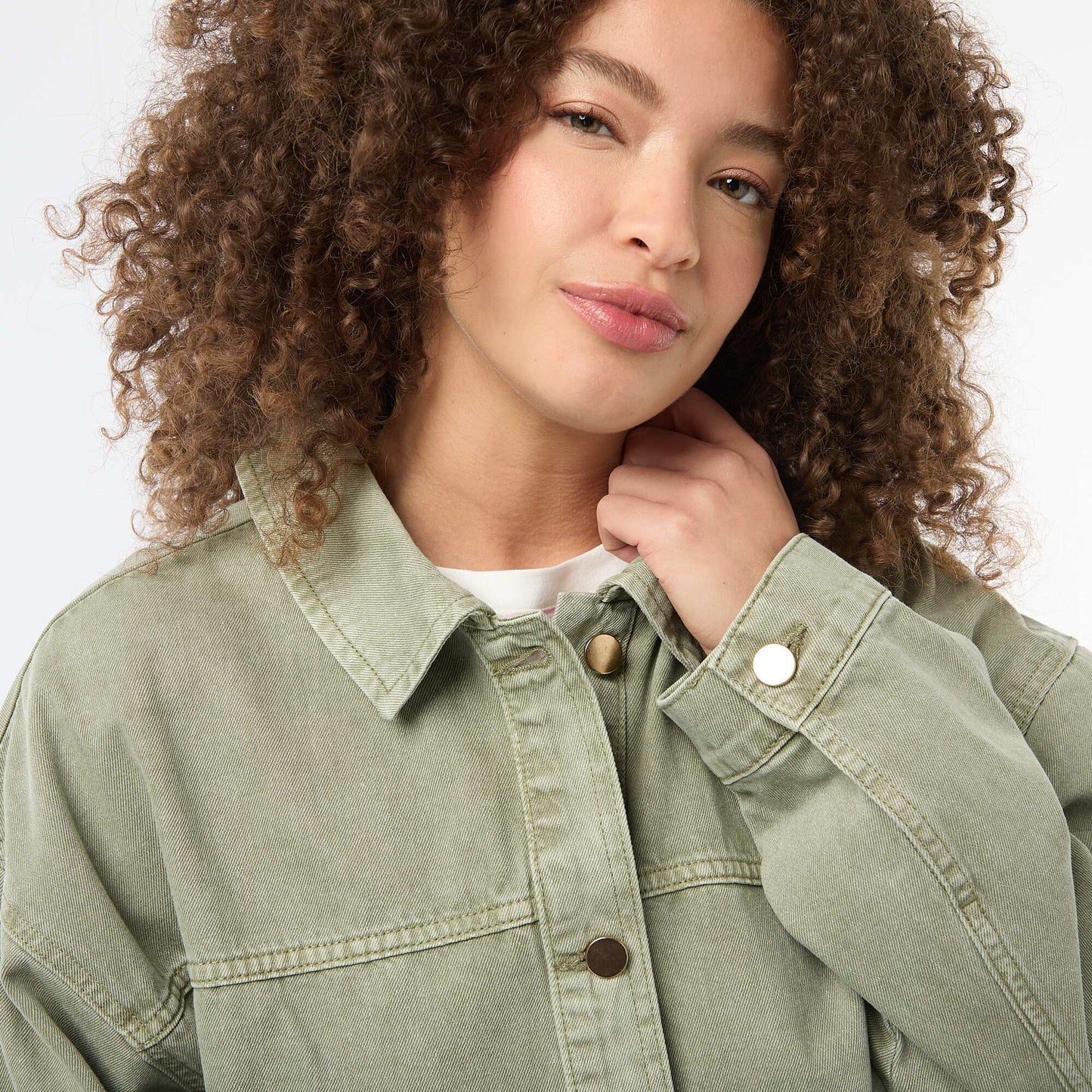 Twill Overshirt with 2 Patch Pockets KHAKI