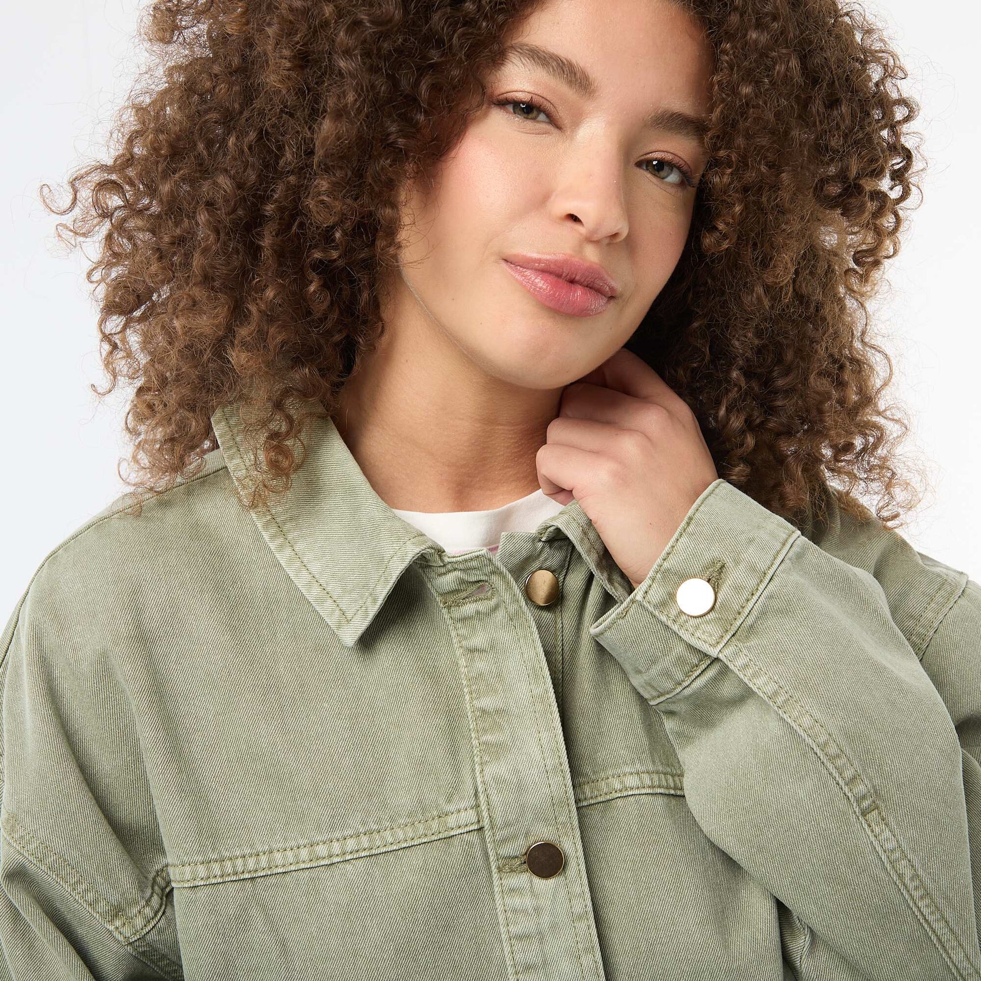 Twill Overshirt with 2 Patch Pockets KHAKI