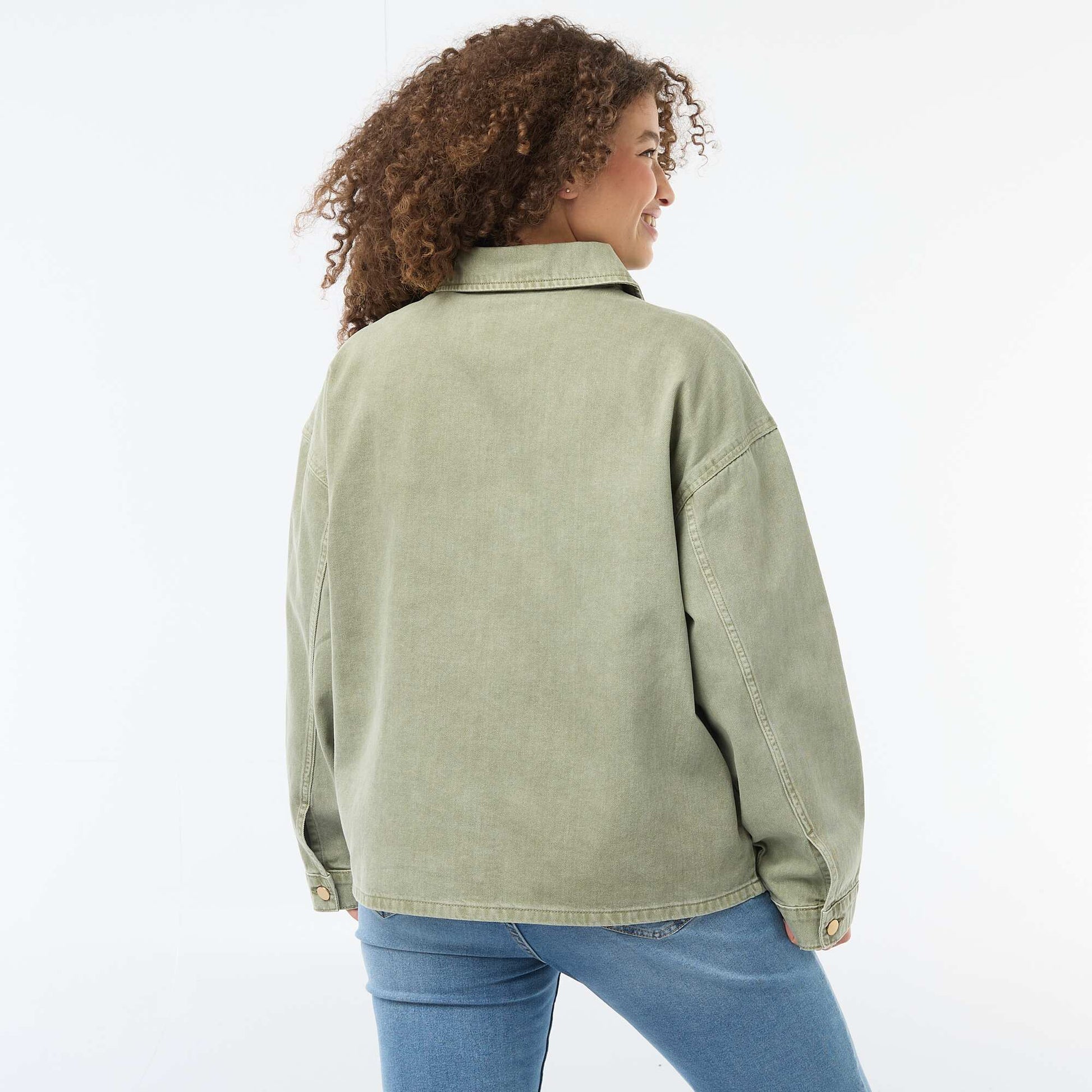 Twill Overshirt with 2 Patch Pockets KHAKI