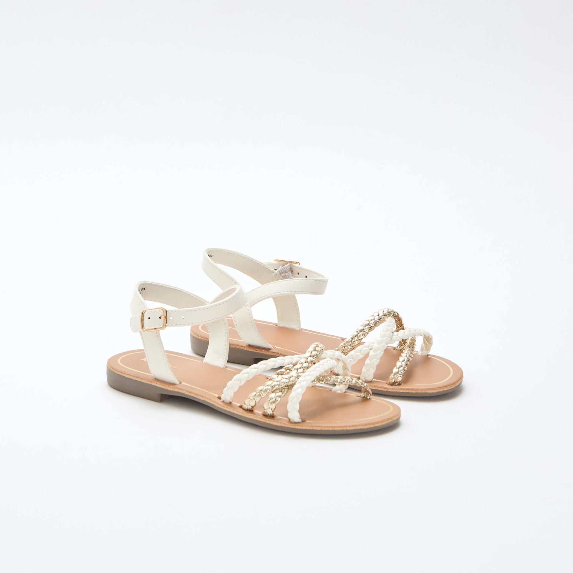 Multi-Strap Braided Sandals WHITE