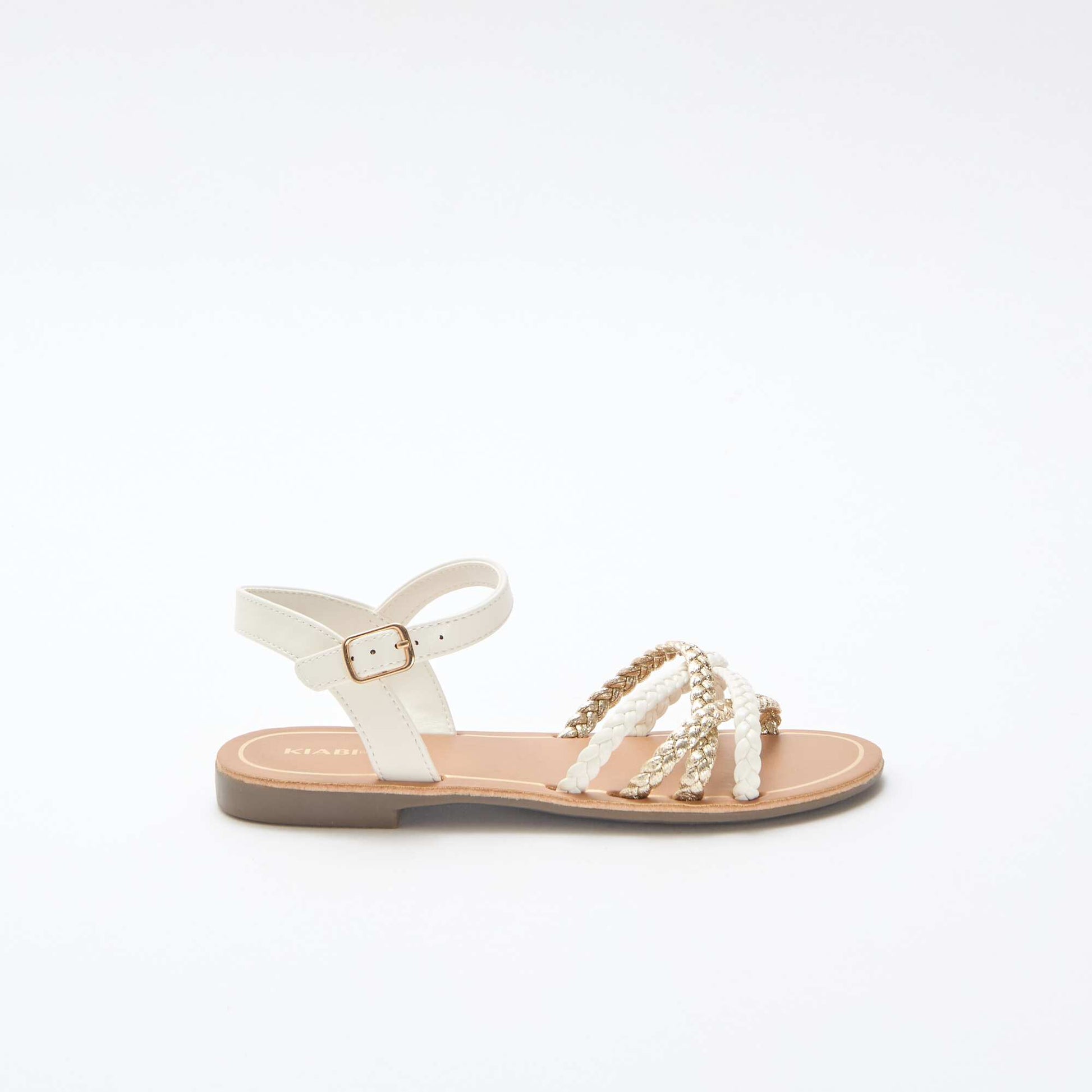 Multi-Strap Braided Sandals WHITE