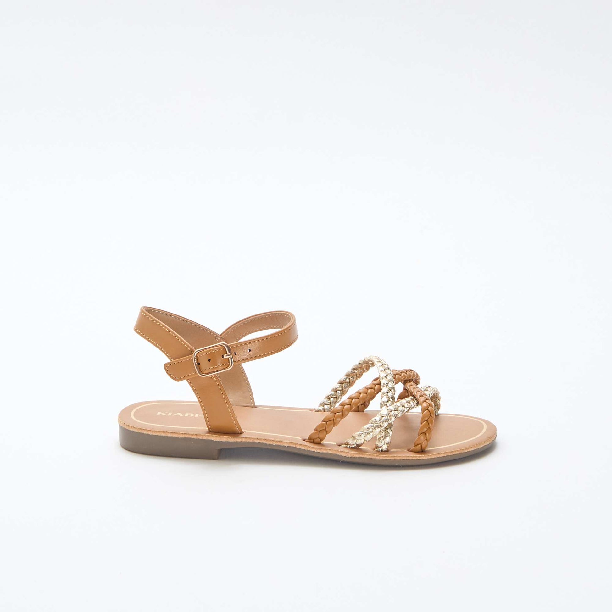 Multi-Strap Braided Sandals BROWN
