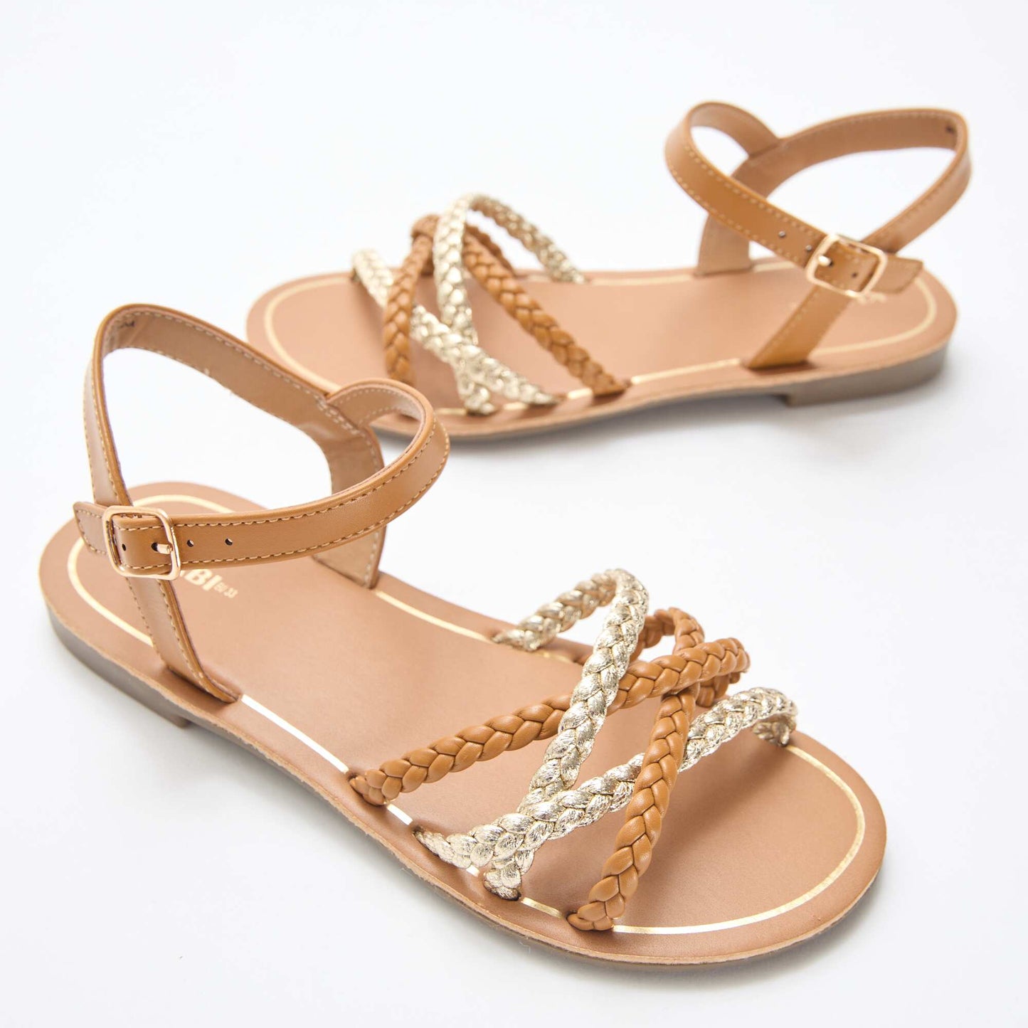 Multi-Strap Braided Sandals BROWN
