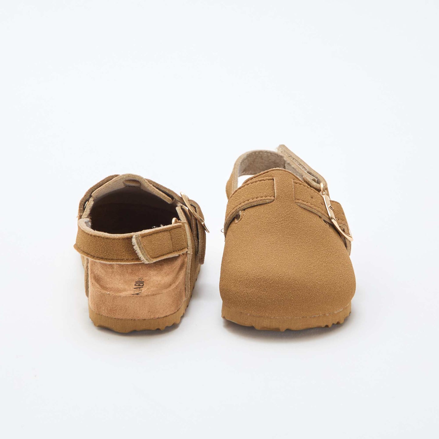 Suedette Clogs with Hook and Loop Fastener BROWN