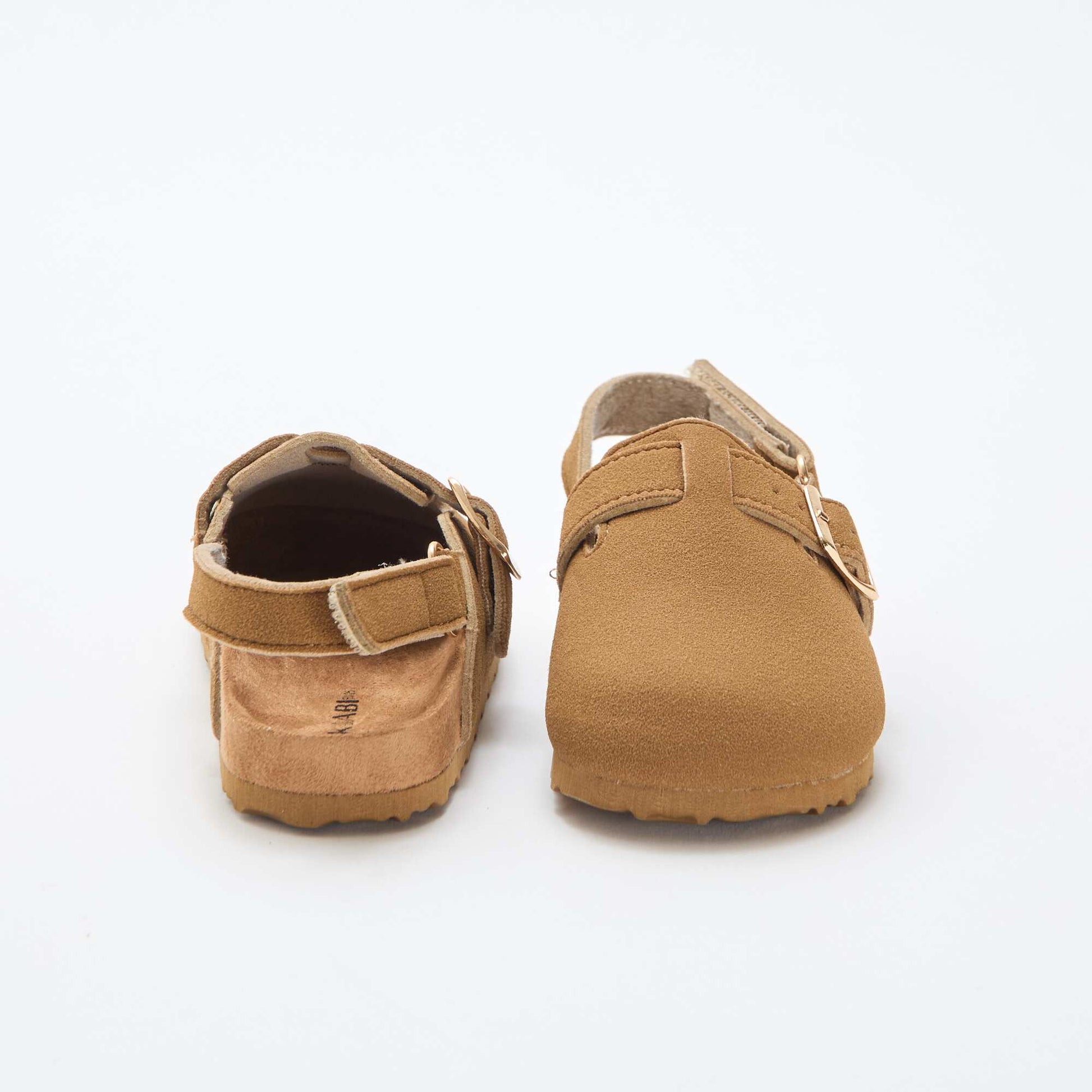 Suedette Clogs with Hook and Loop Fastener BROWN