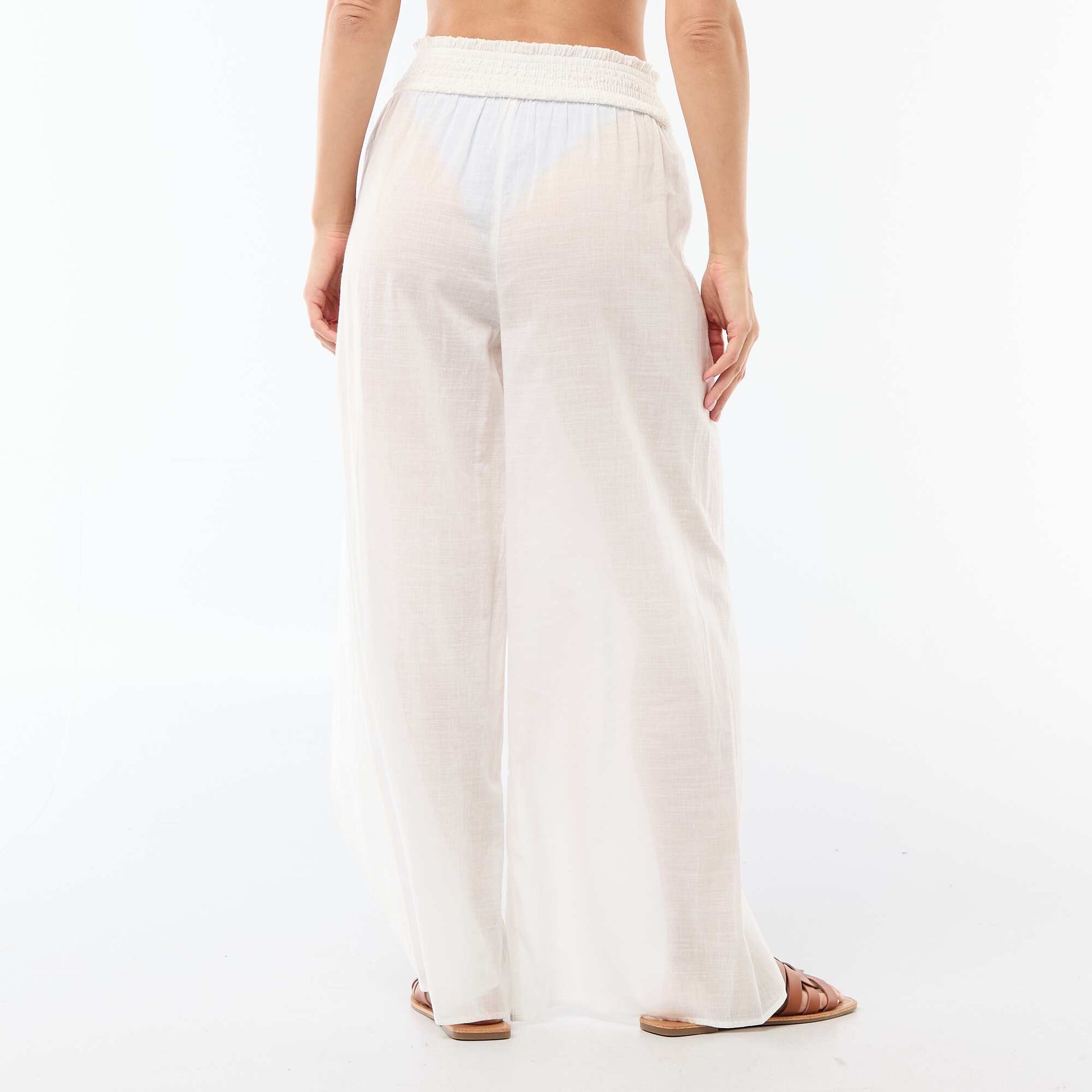 Printed Viscose Beach Pants WHITE