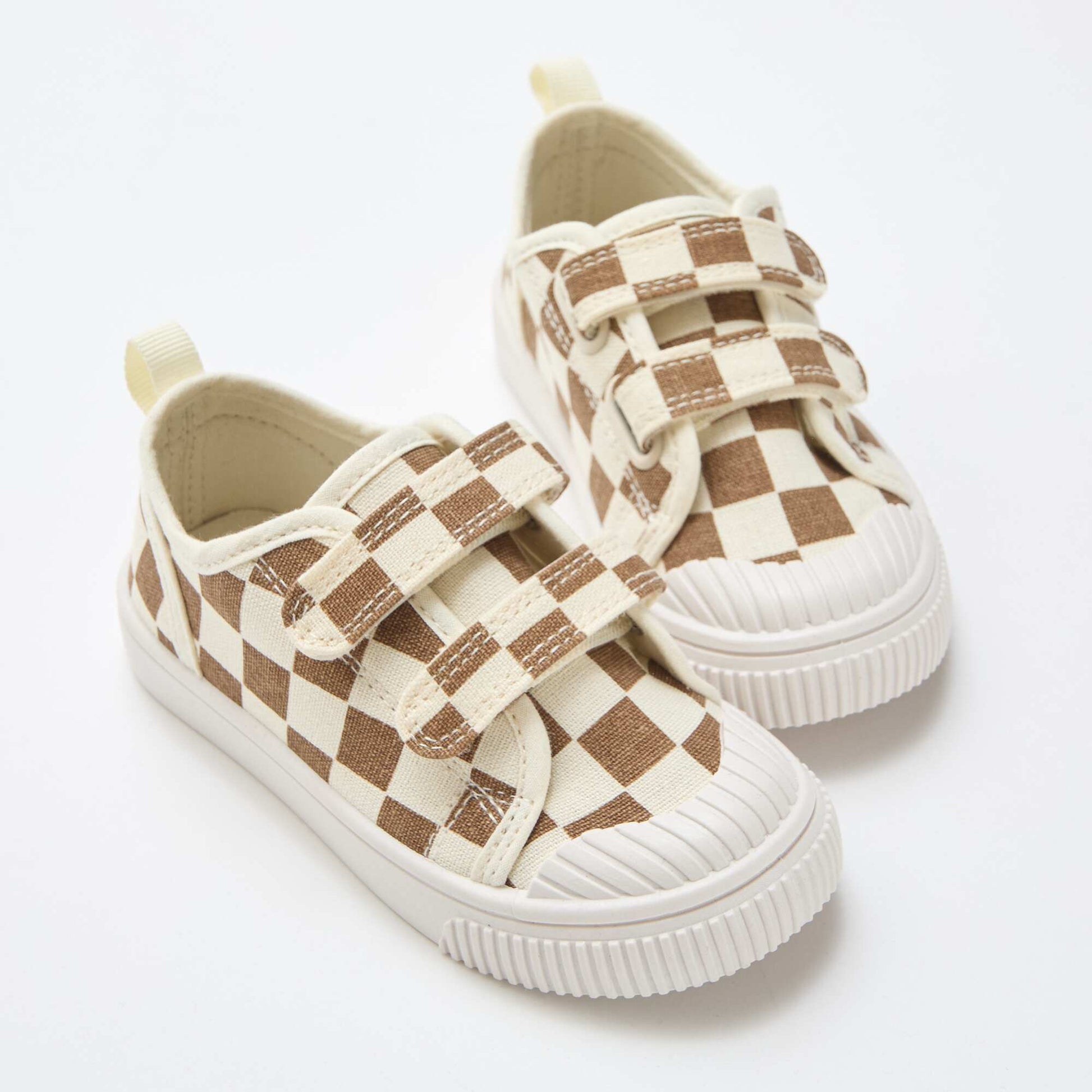 Canvas Sneakers with Hook-and-Loop Fastening BROWN