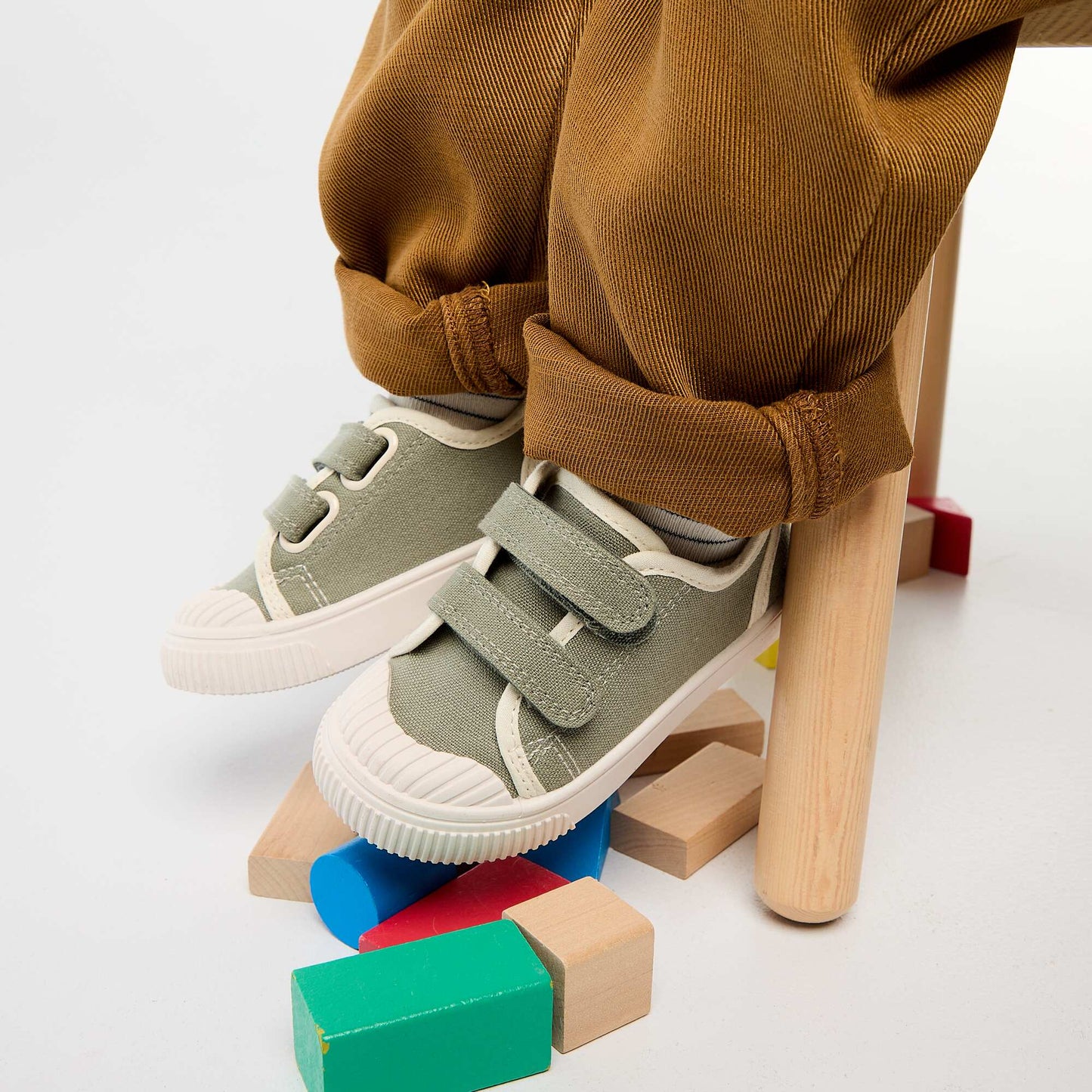 Canvas Sneakers with Hook-and-Loop Fastening GREEN