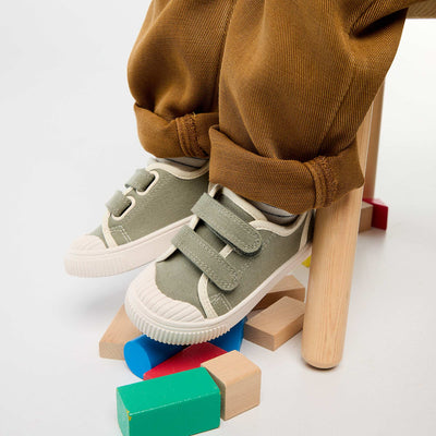 Canvas Sneakers with Hook-and-Loop Fastening GREEN