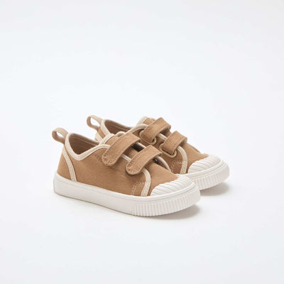 Canvas Sneakers with Hook-and-Loop Fastening BROWN