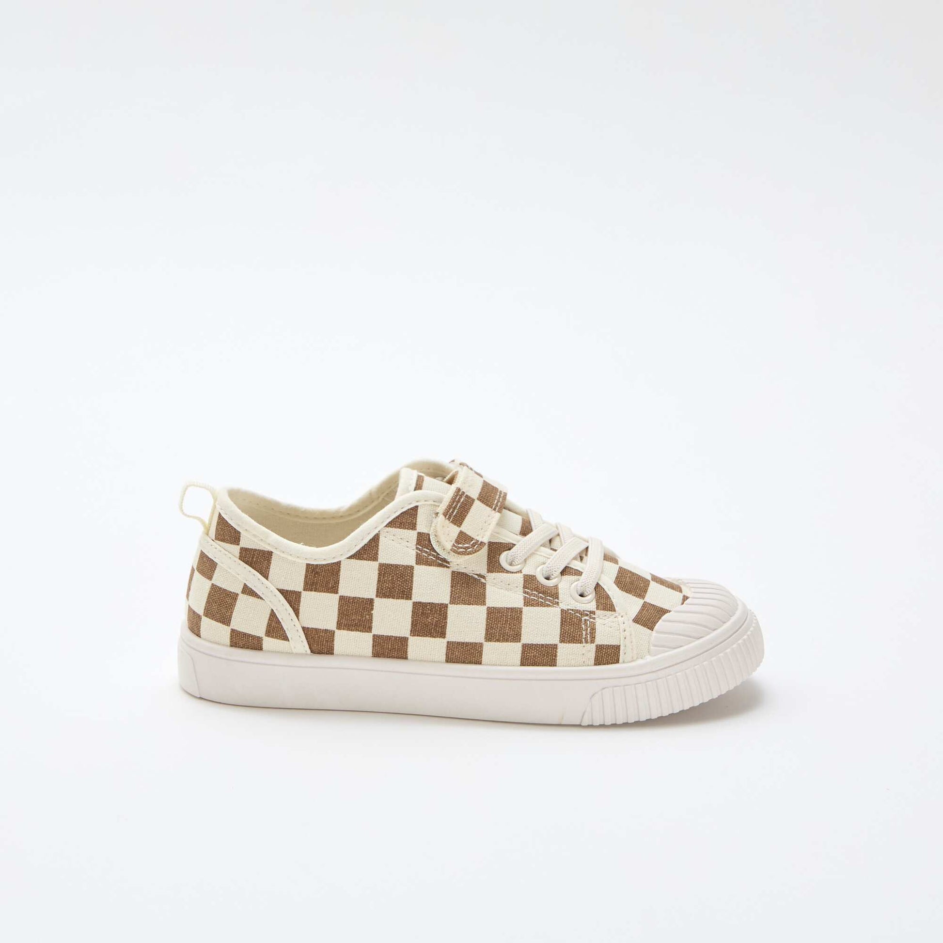 Canvas Sneakers with Hook and Loop Fastening BROWN