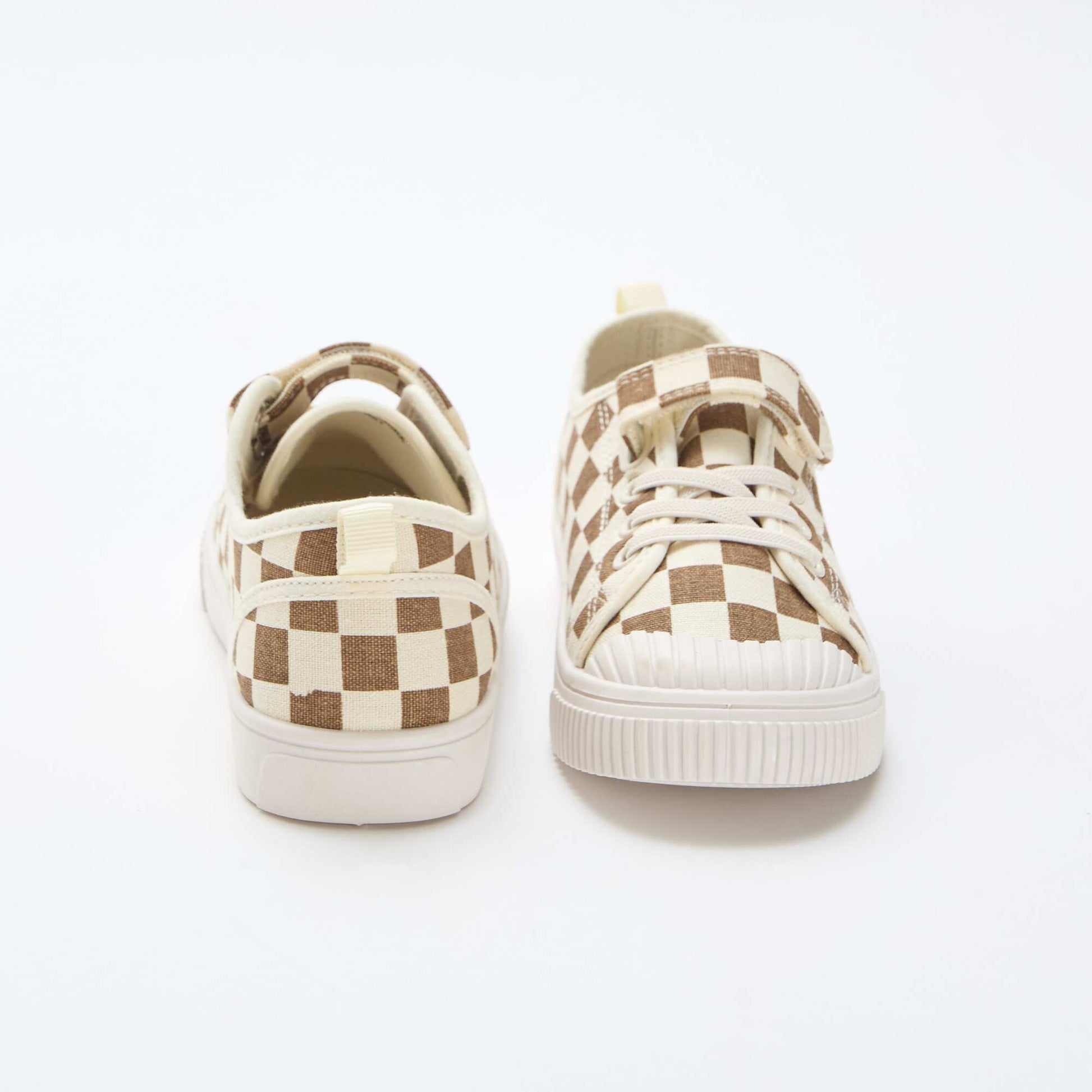 Canvas Sneakers with Hook and Loop Fastening BROWN