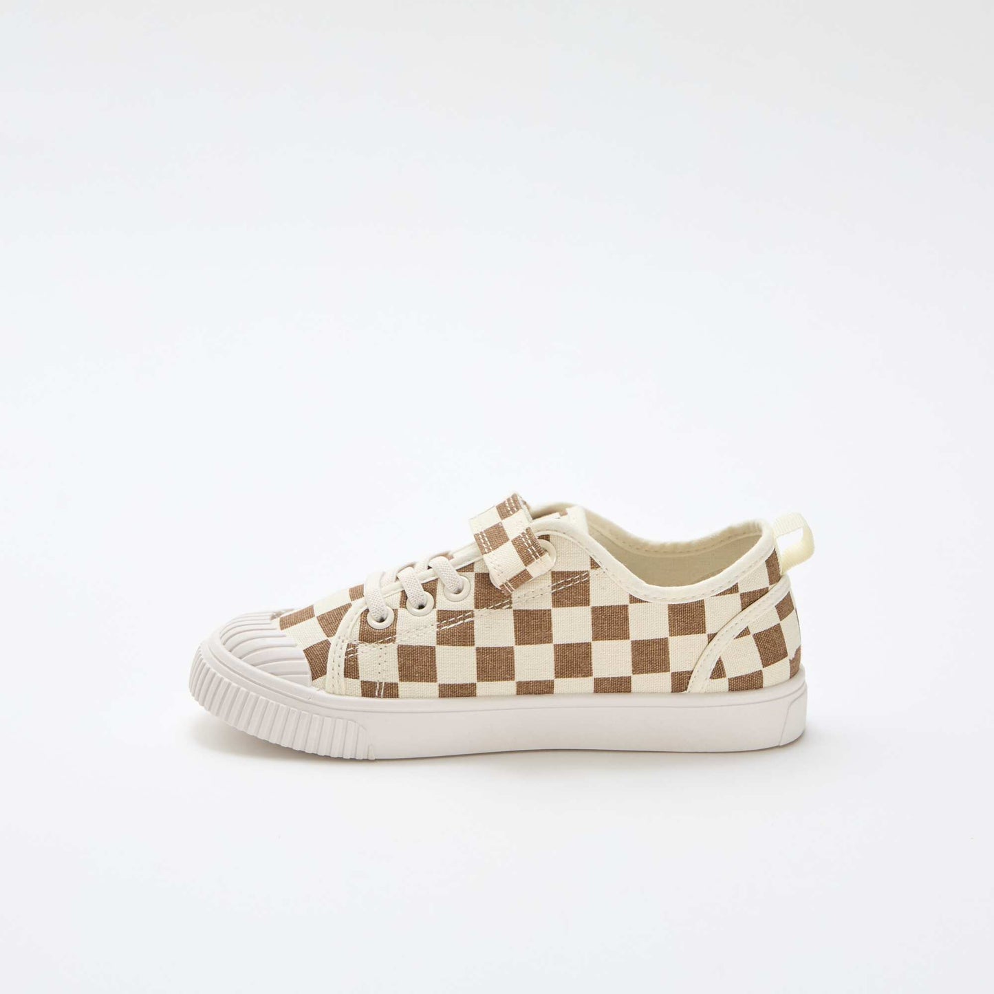 Canvas Sneakers with Hook and Loop Fastening BROWN