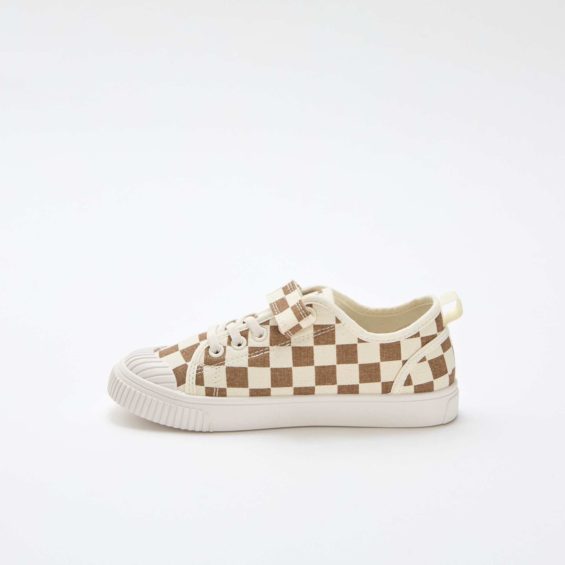 Canvas Sneakers with Hook and Loop Fastening BROWN