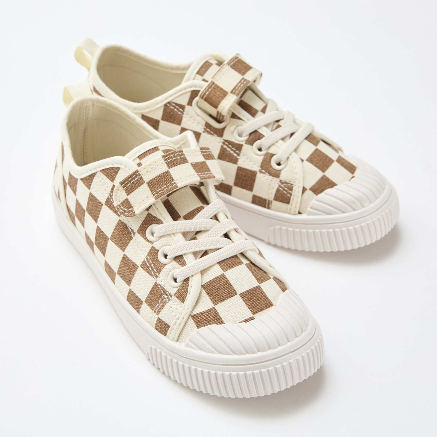 Canvas Sneakers with Hook and Loop Fastening BROWN