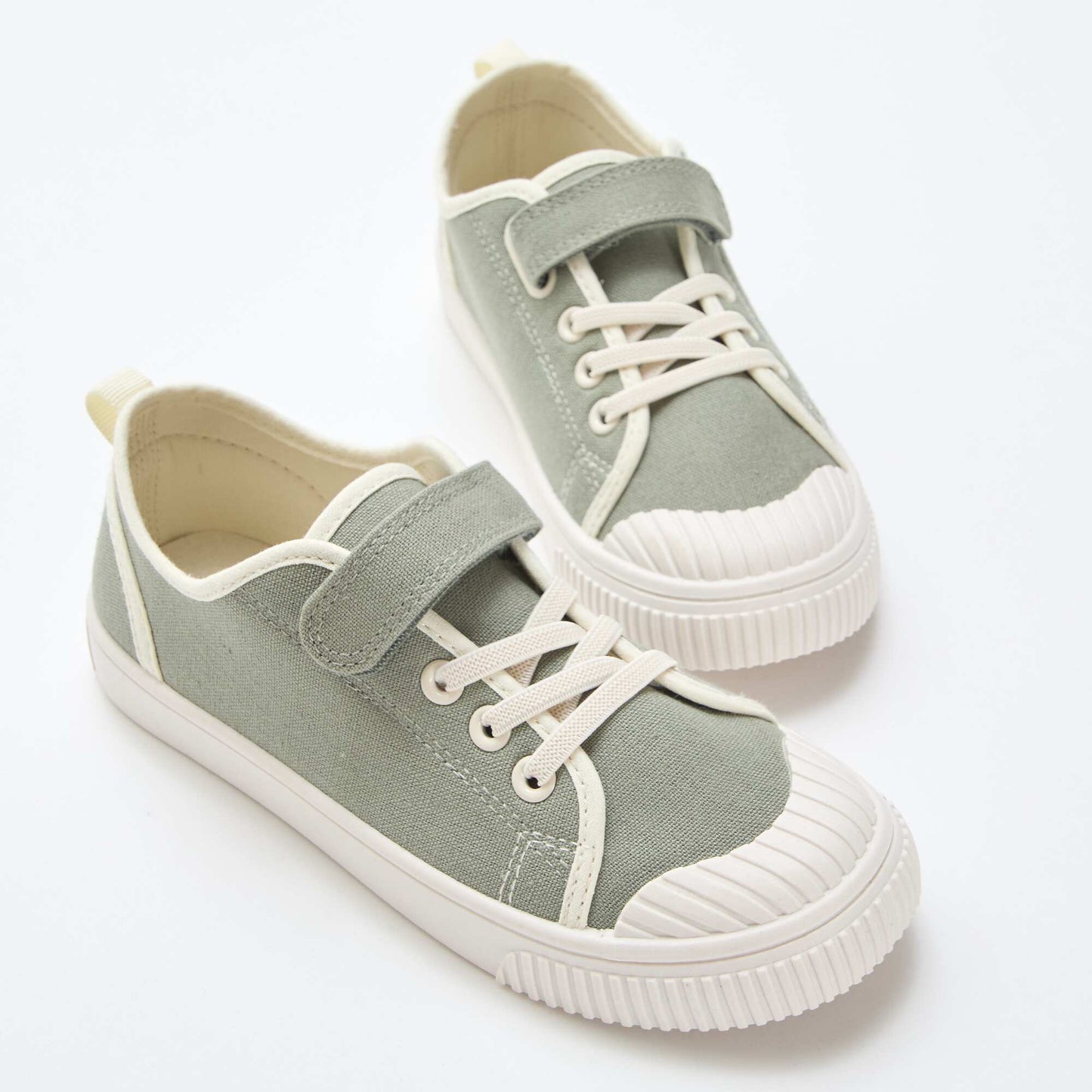 Canvas Sneakers with Hook-and-Loop Fastening GREEN