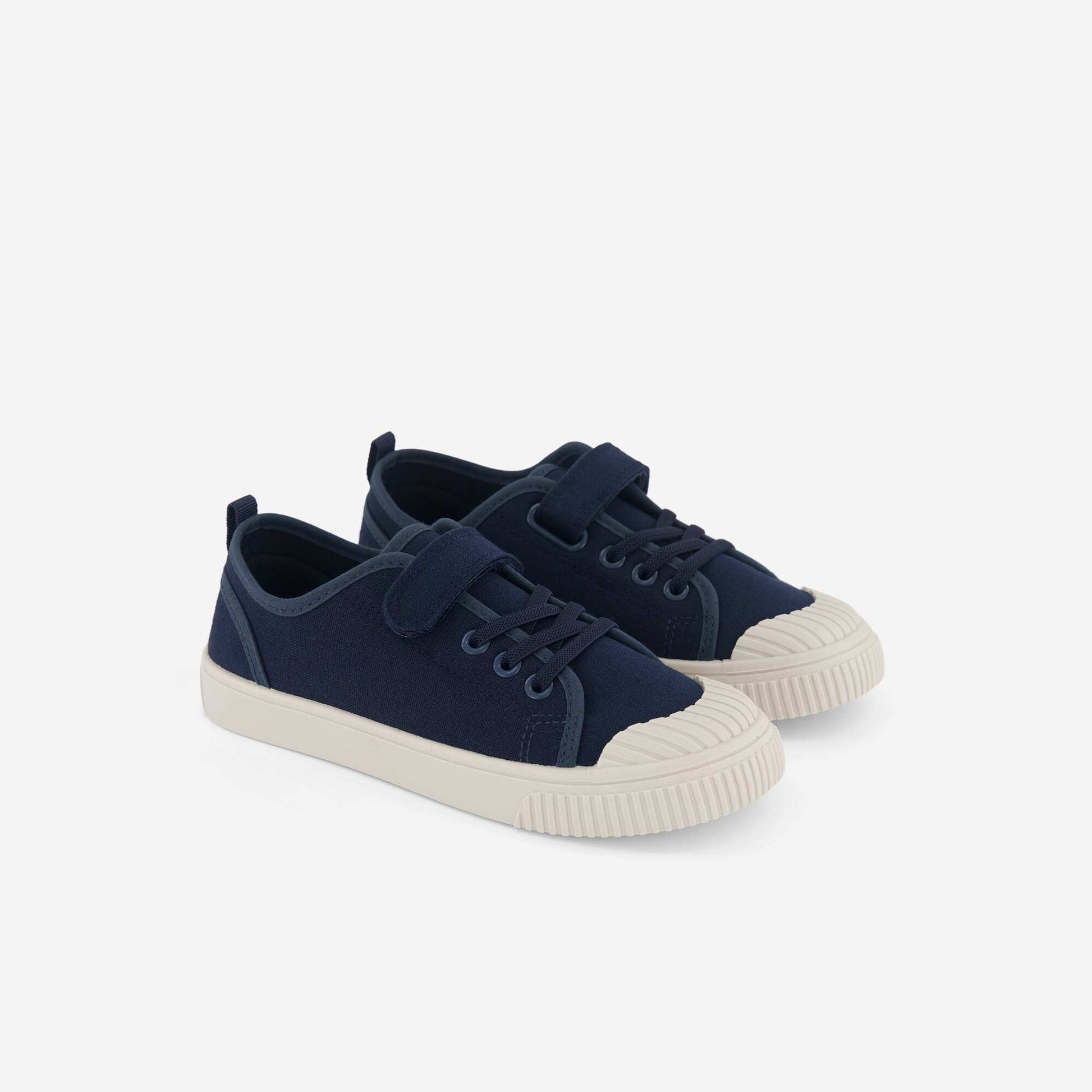 Canvas trainers with hook-and-loop straps BLUE