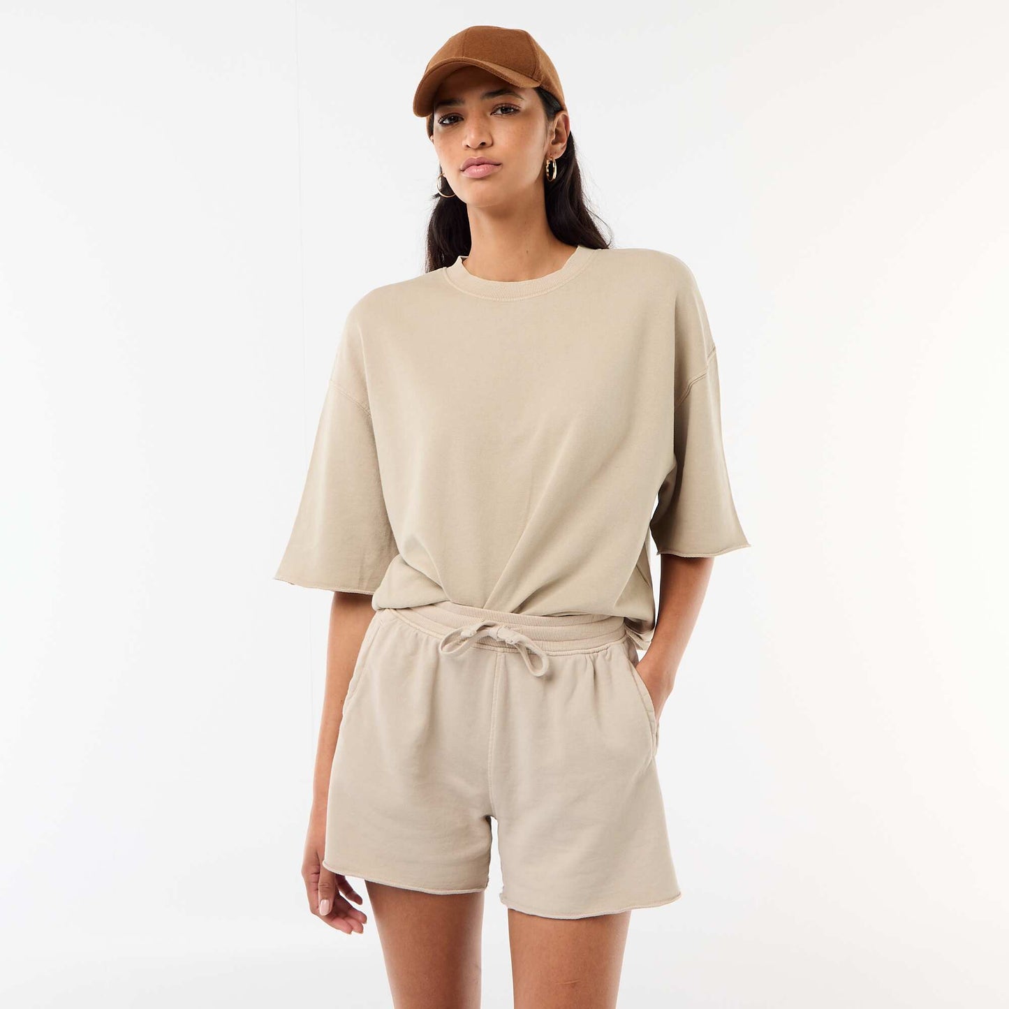 Plain French Terry Shorts BEIGE