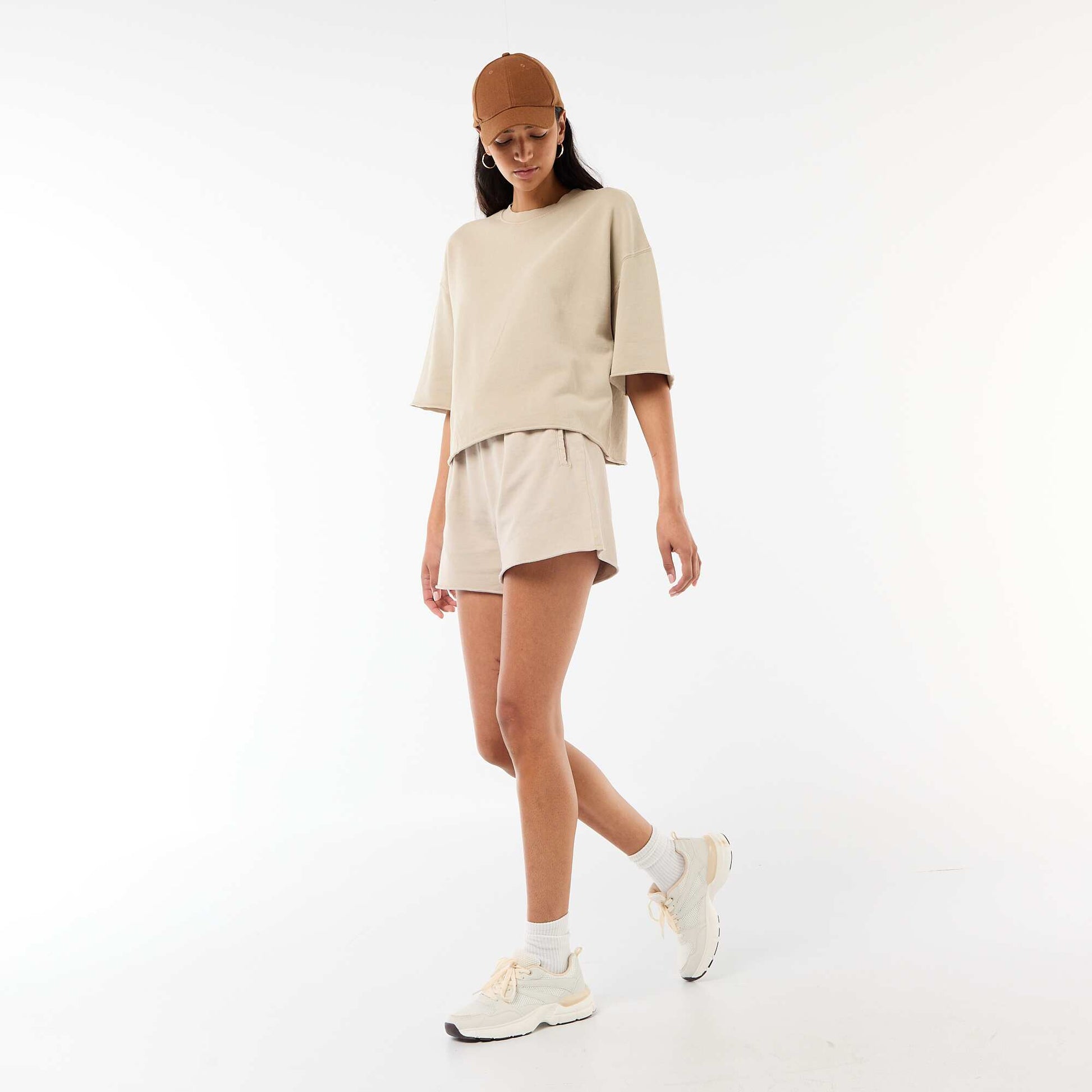 Plain French Terry Shorts BEIGE