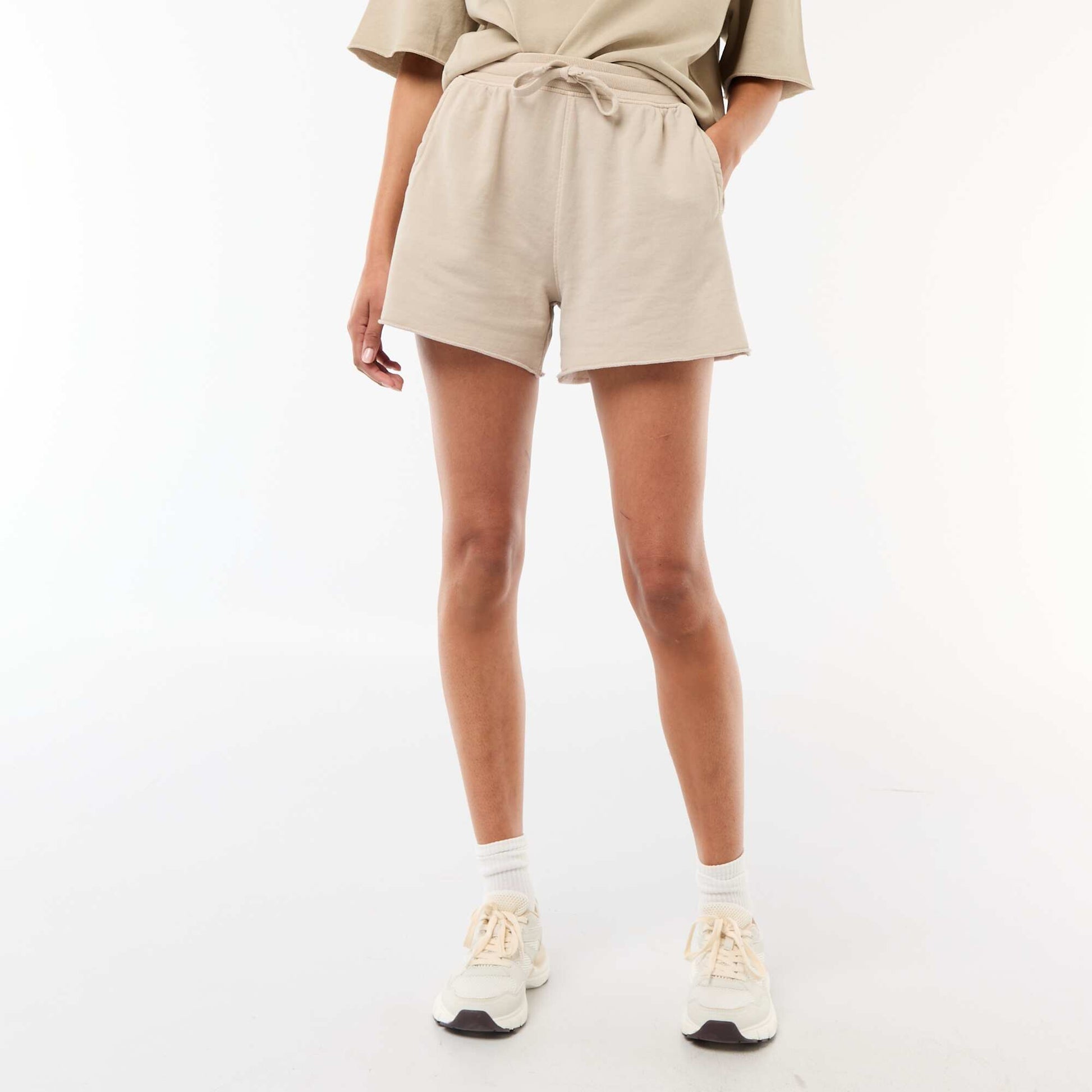 Plain French Terry Shorts BEIGE