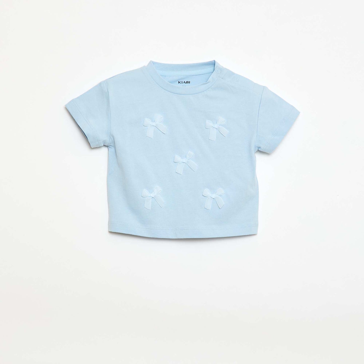 Short-Sleeve Jersey T-Shirt with Decorative Knots BLUE