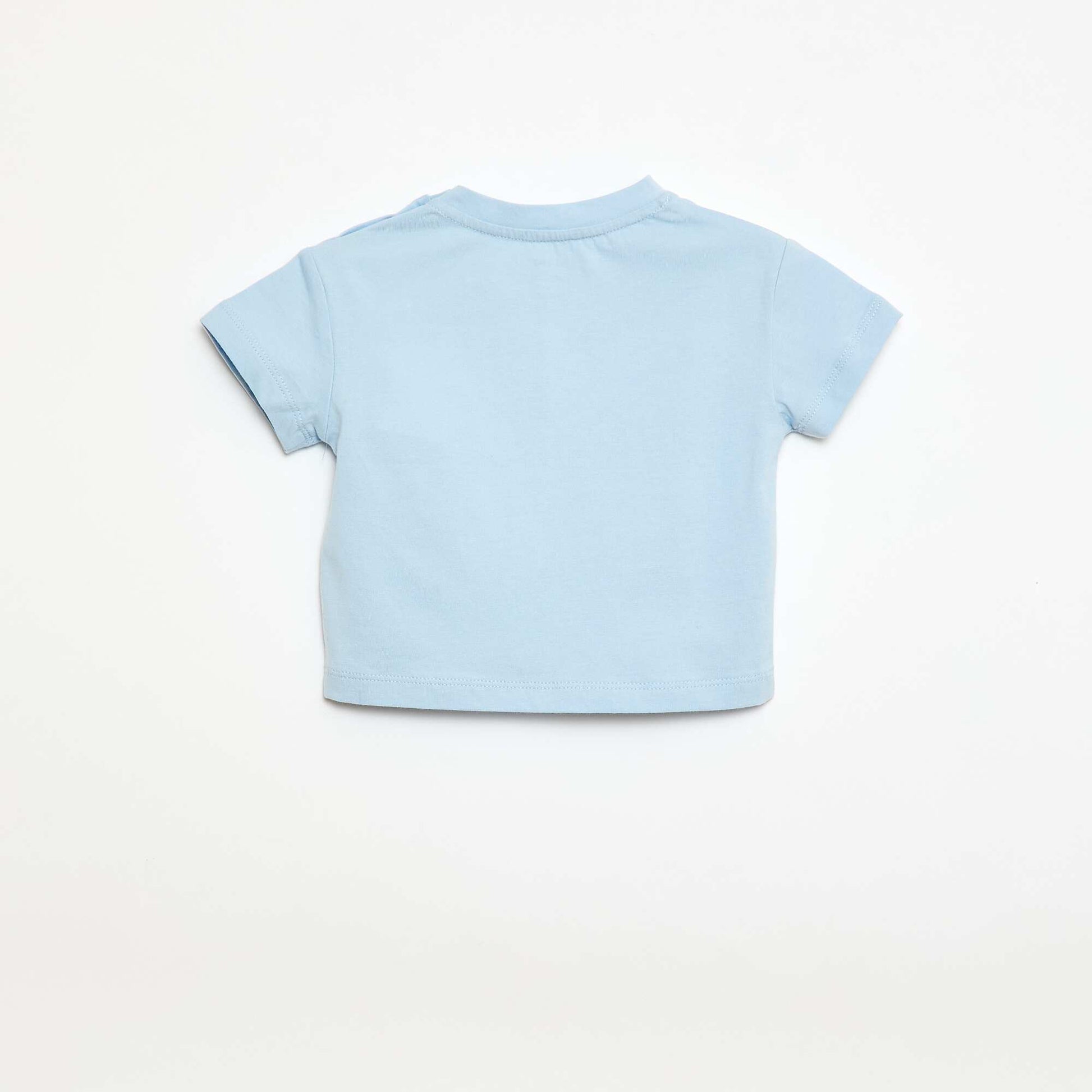 Short-Sleeve Jersey T-Shirt with Decorative Knots BLUE
