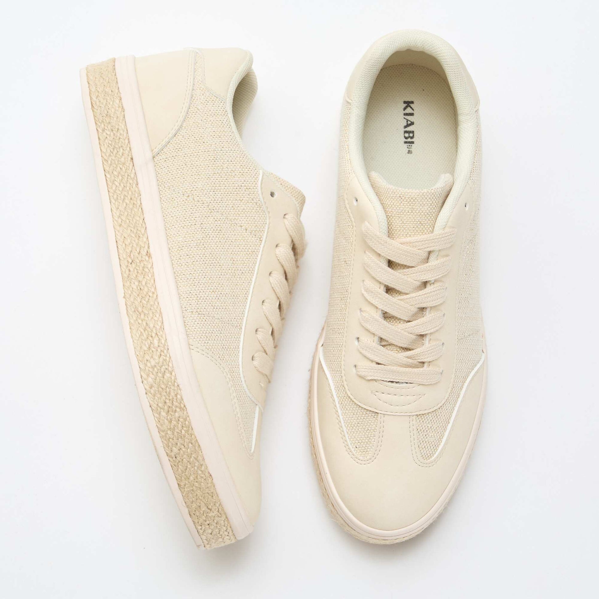 Two-Tone Sneakers with Espadrille Sole YELLOW