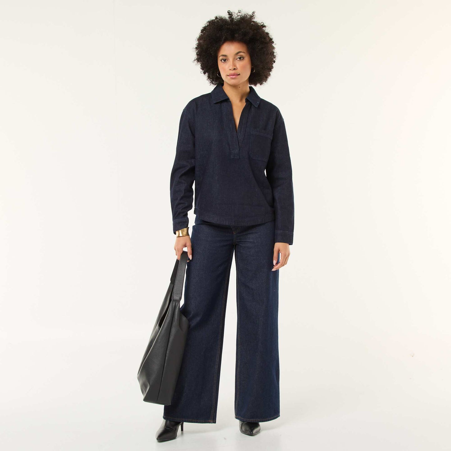 Long-Sleeved Denim Shirt BLUE