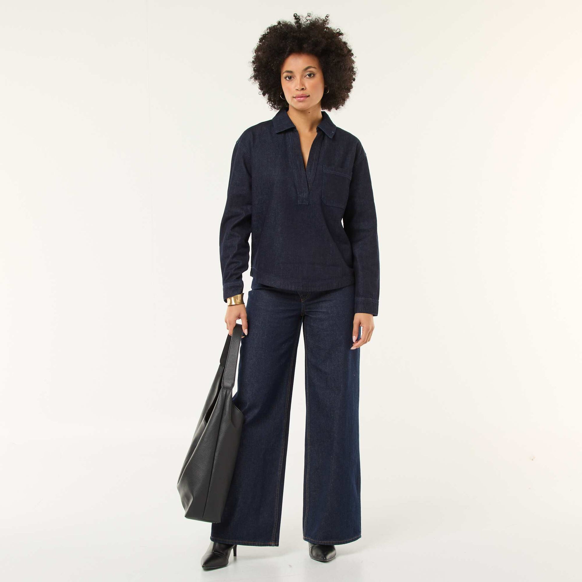 Long-Sleeved Denim Shirt BLUE
