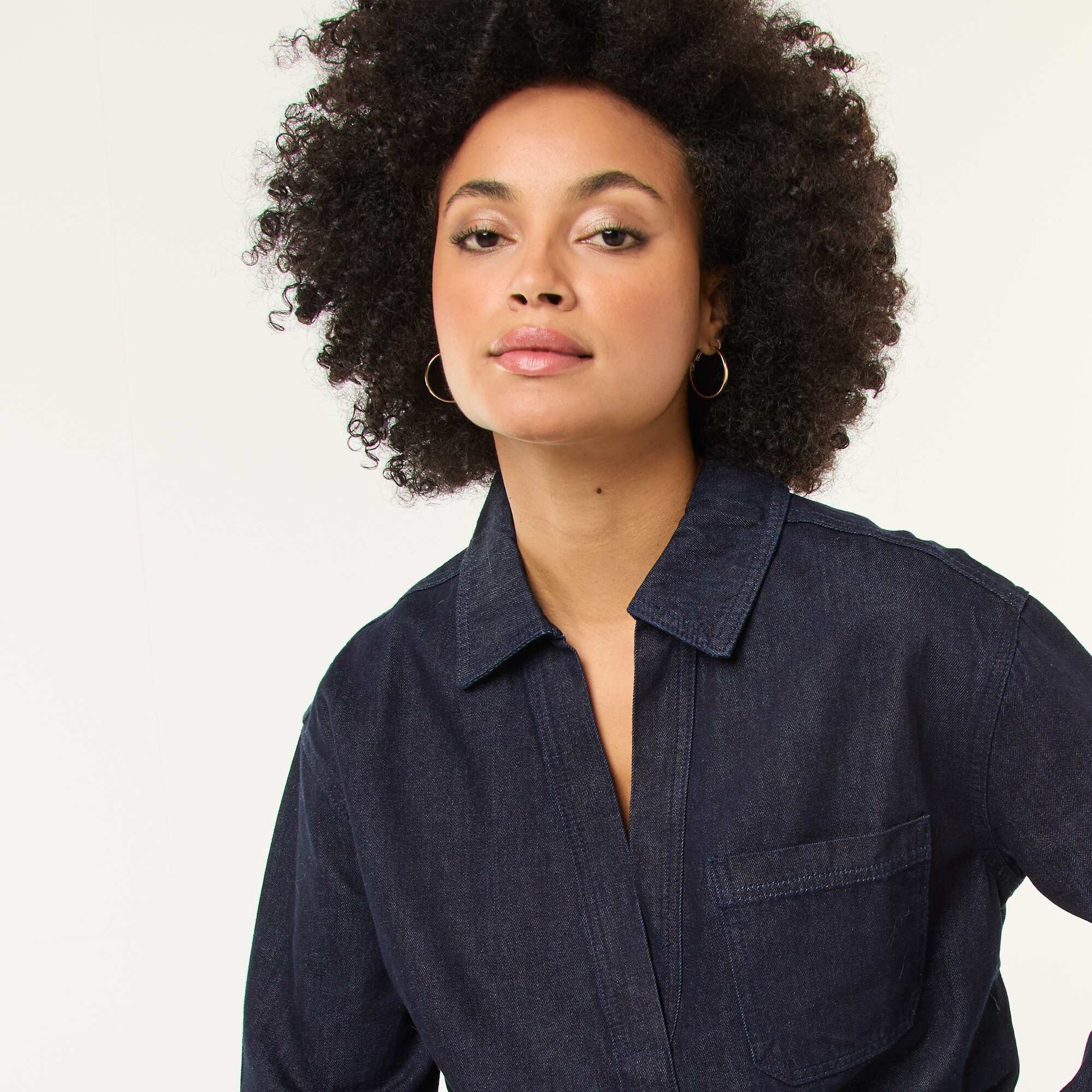 Long-Sleeved Denim Shirt BLUE