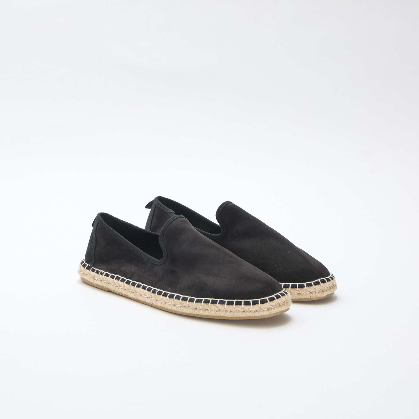 Faux Suede Espadrilles with Flat Sole BLACK