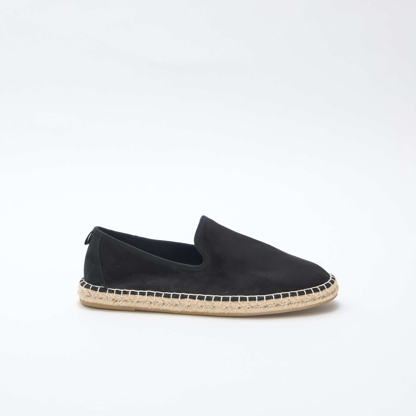 Faux Suede Espadrilles with Flat Sole BLACK