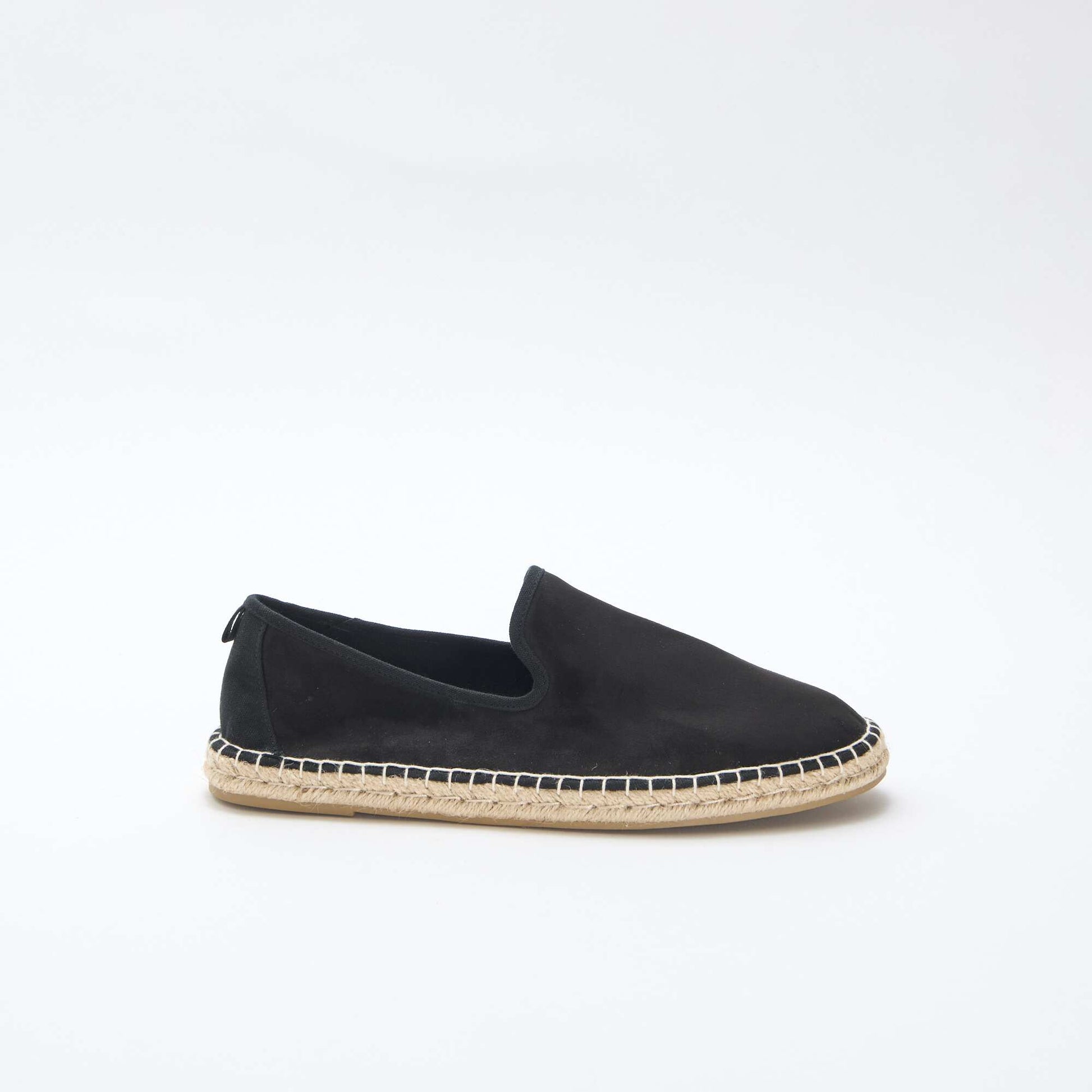 Faux Suede Espadrilles with Flat Sole BLACK