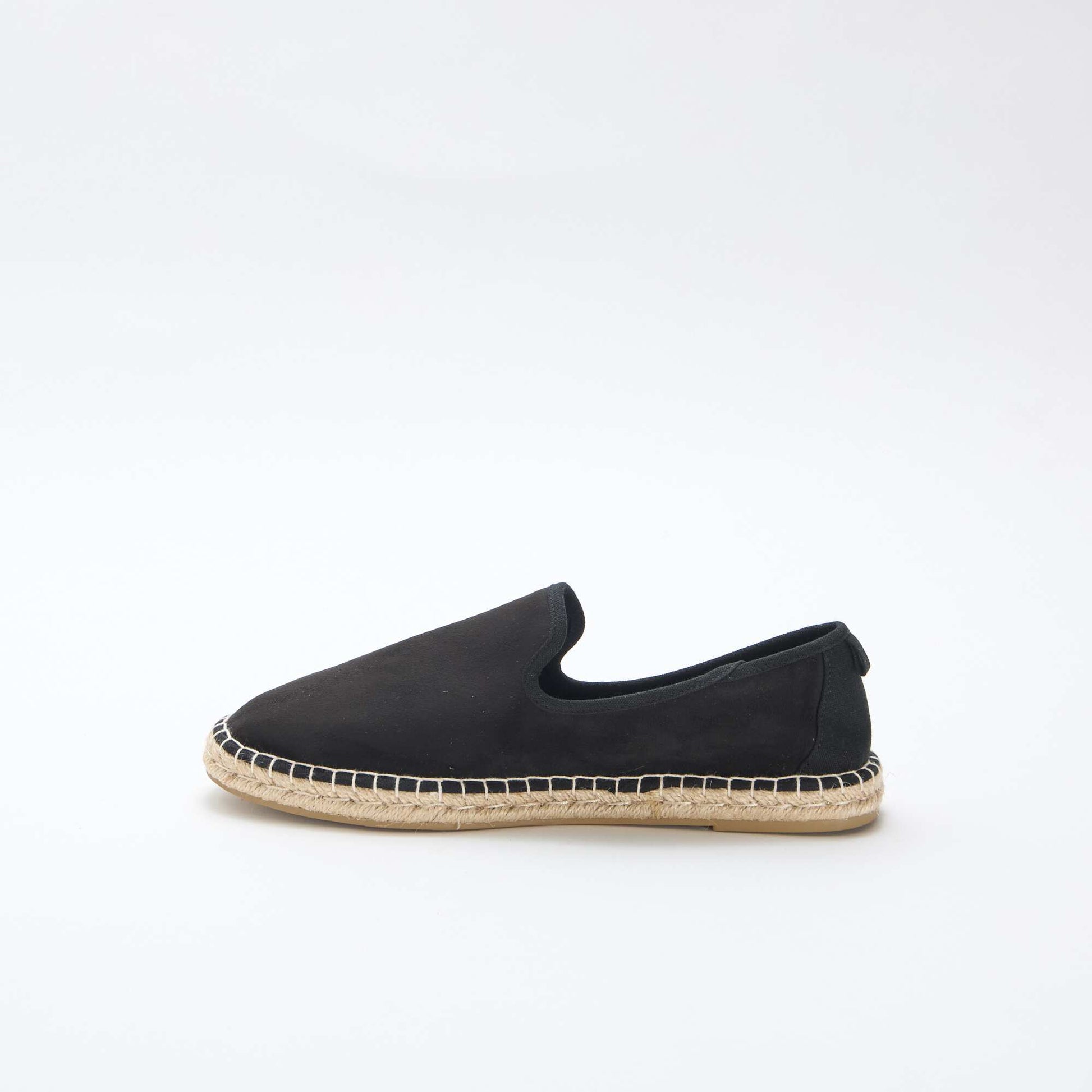 Faux Suede Espadrilles with Flat Sole BLACK