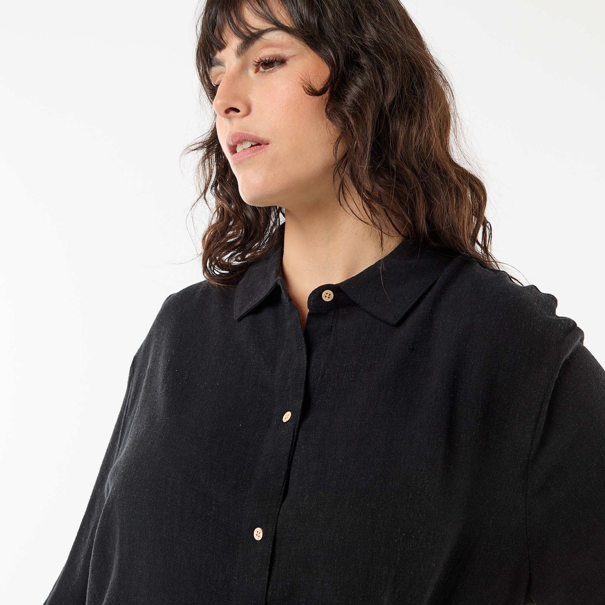 Button-Down Short-Sleeve Shirt BLACK