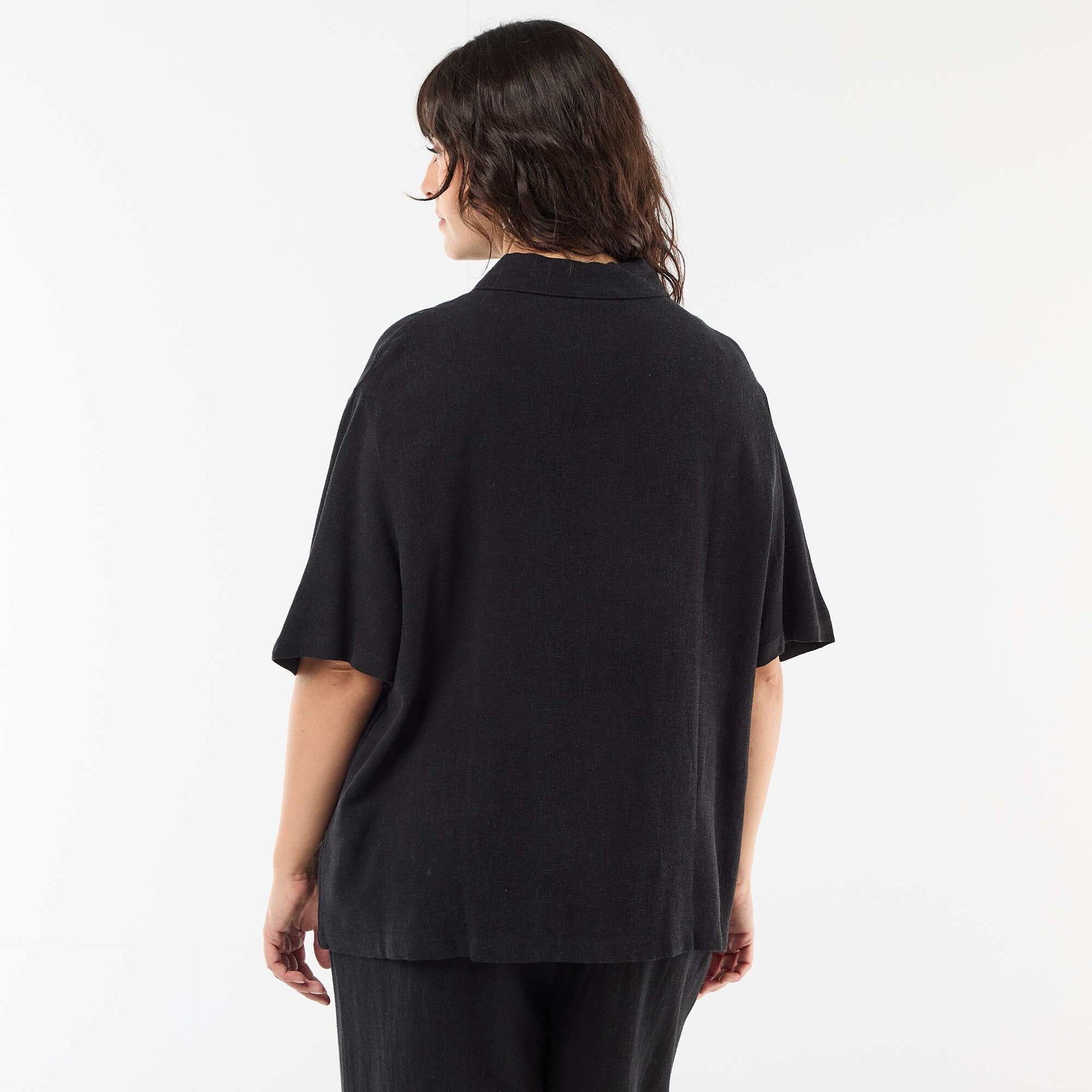 Button-Down Short-Sleeve Shirt BLACK