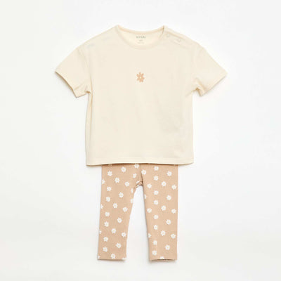 2-Piece T-Shirt + Leggings Set BEIGE