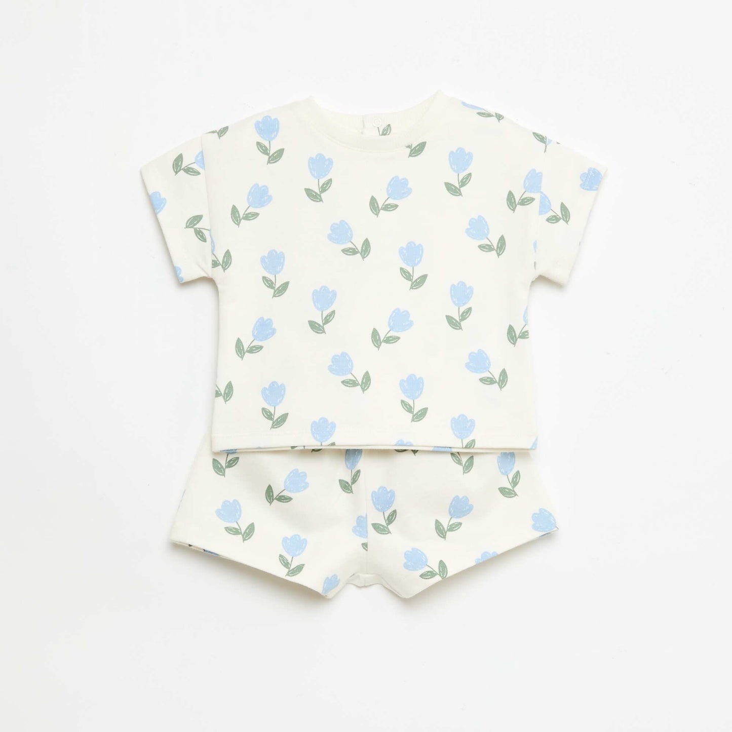 Printed 2-piece short and T-shirt set WHITE