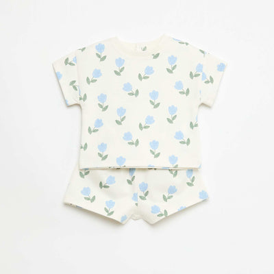 Printed 2-piece short and T-shirt set WHITE