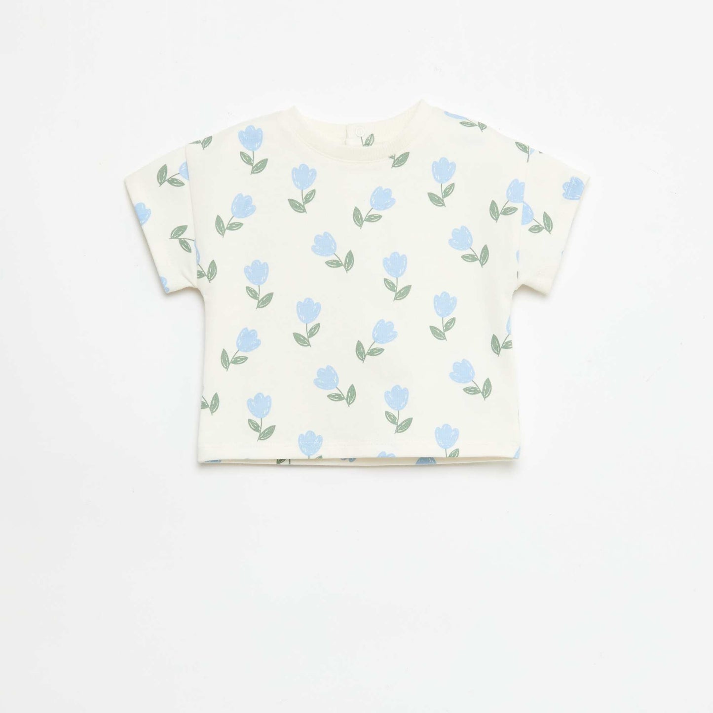 Printed 2-piece short and T-shirt set WHITE